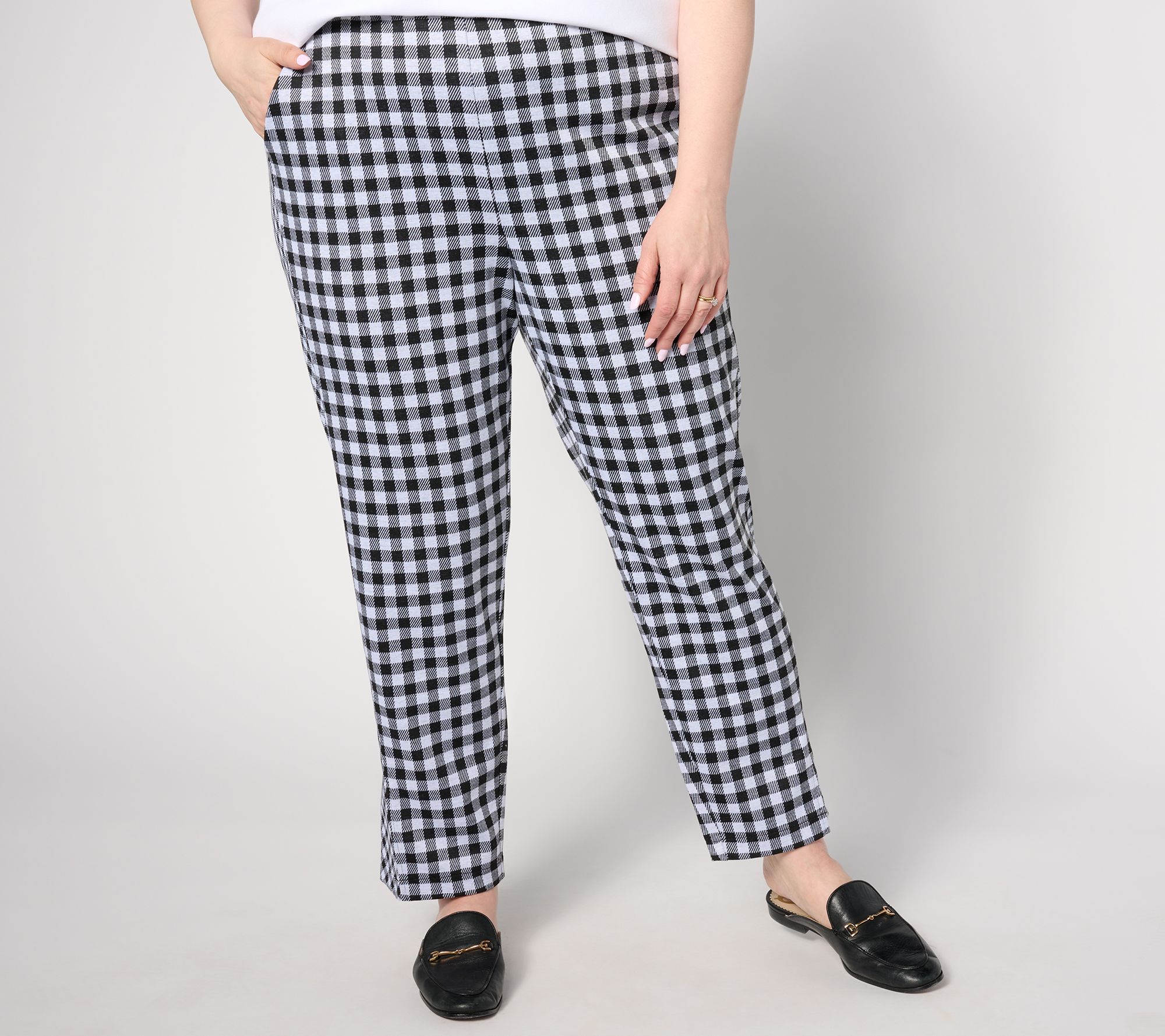 "As Is" Isaac Mizrahi Live! Tall Gingham Pattern Ankle Pants