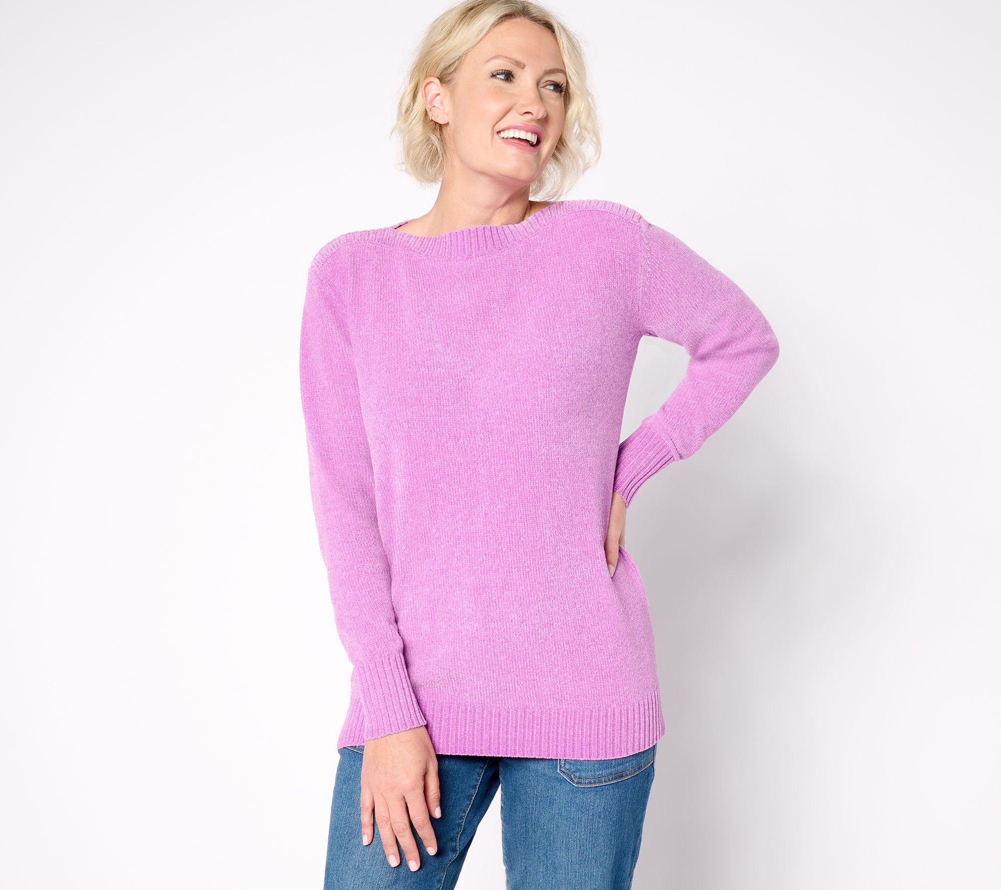 Belle by Kim Gravel Chenille Boat Neck Sweater