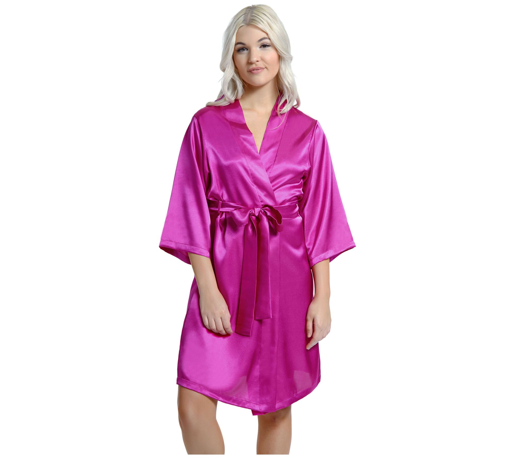 iCollection Satin Robe w/ Binding Trim Detail a nd Sash