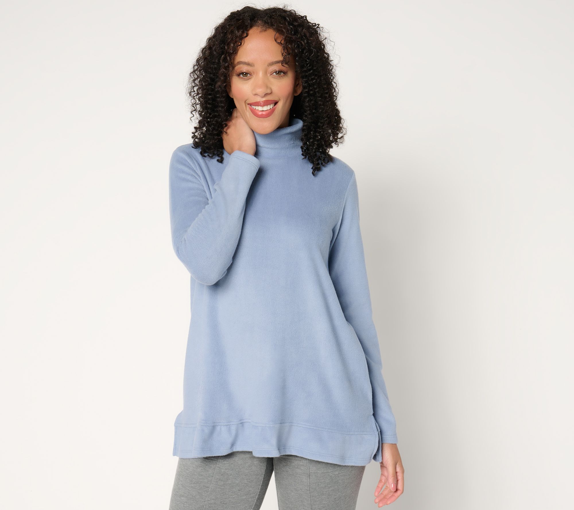 Cuddl Duds Fleecewear with Stretch Flutter Hem Mock Neck