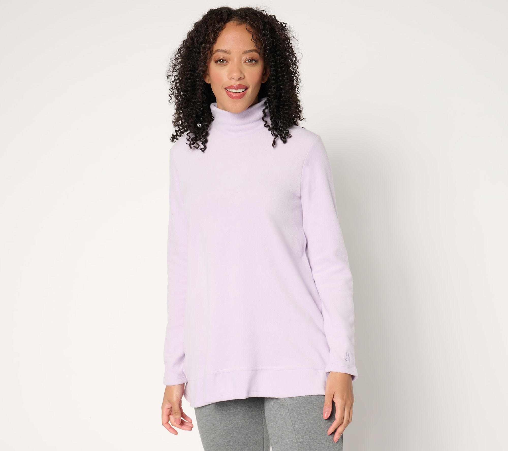 Cuddl Duds Fleecewear with Stretch Flutter Hem Mock Neck