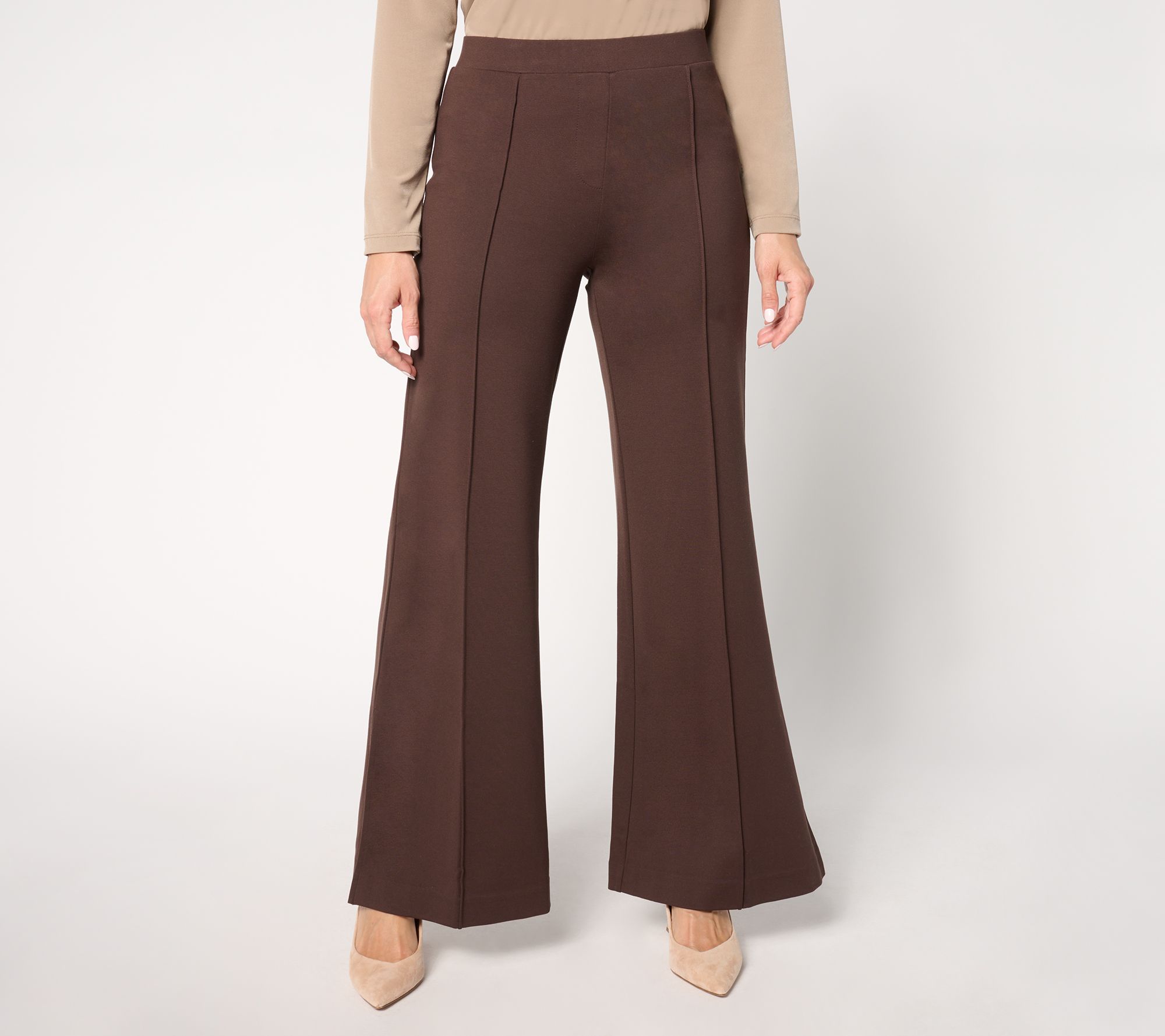 Peace Love World Regular Ponte Wide Flare Pant with Front Seam