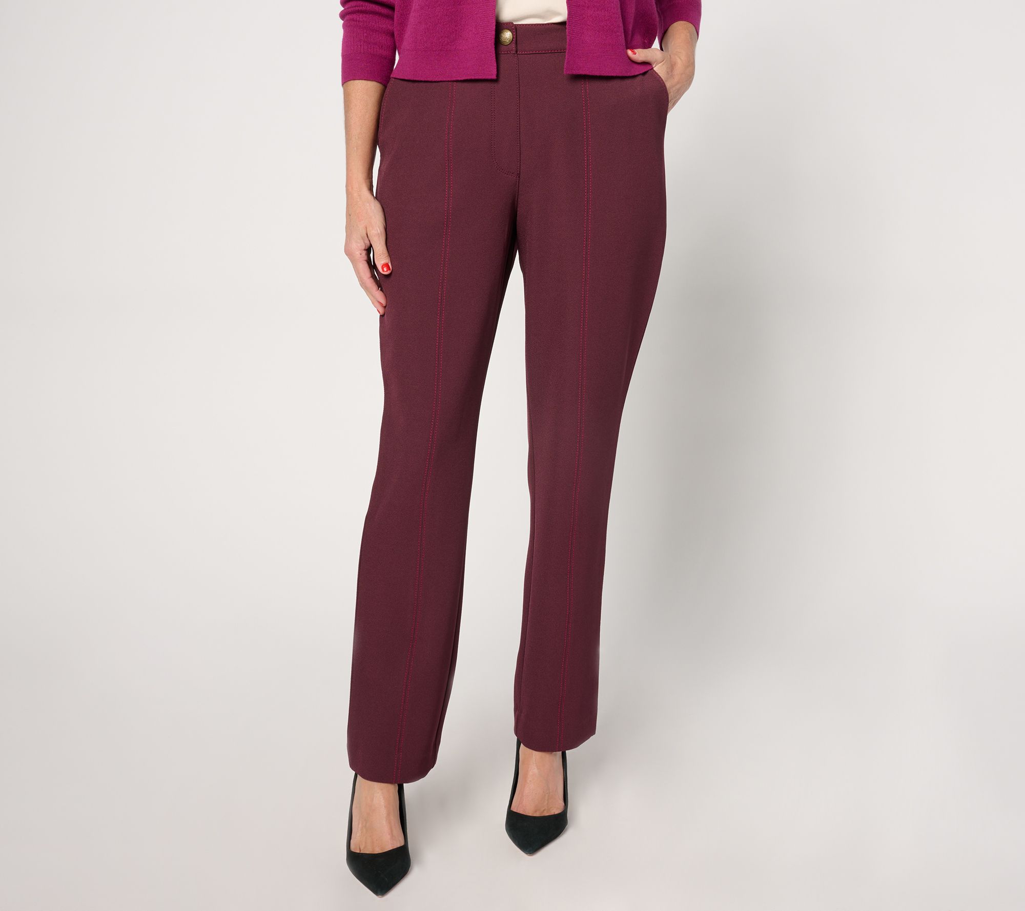 Isaac Mizrahi Live! Petite Estate Timeless Twill Straight Leg Pants