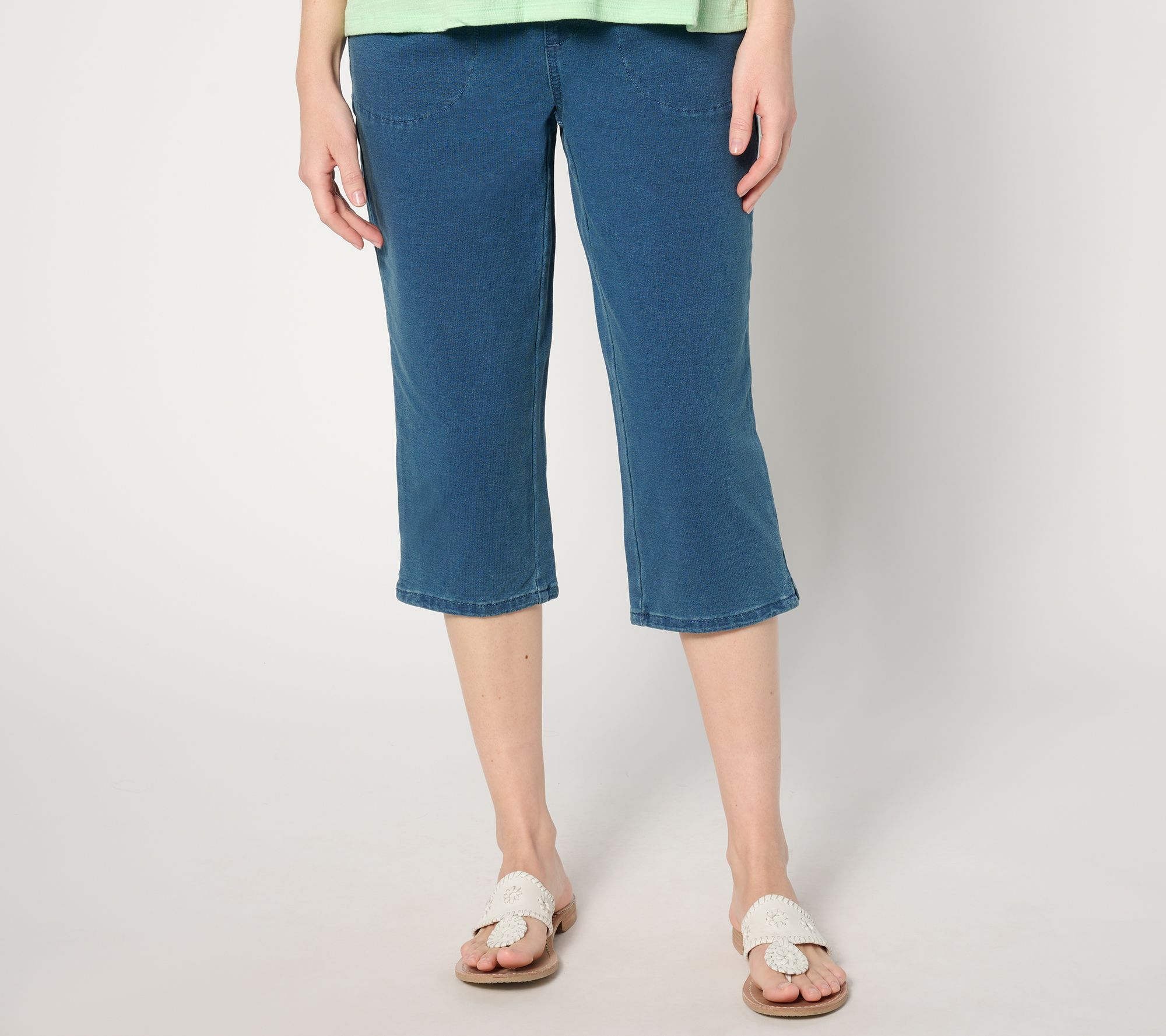 "As Is" Quacker Factory DreamJeannes Short Flat Waistband Capri