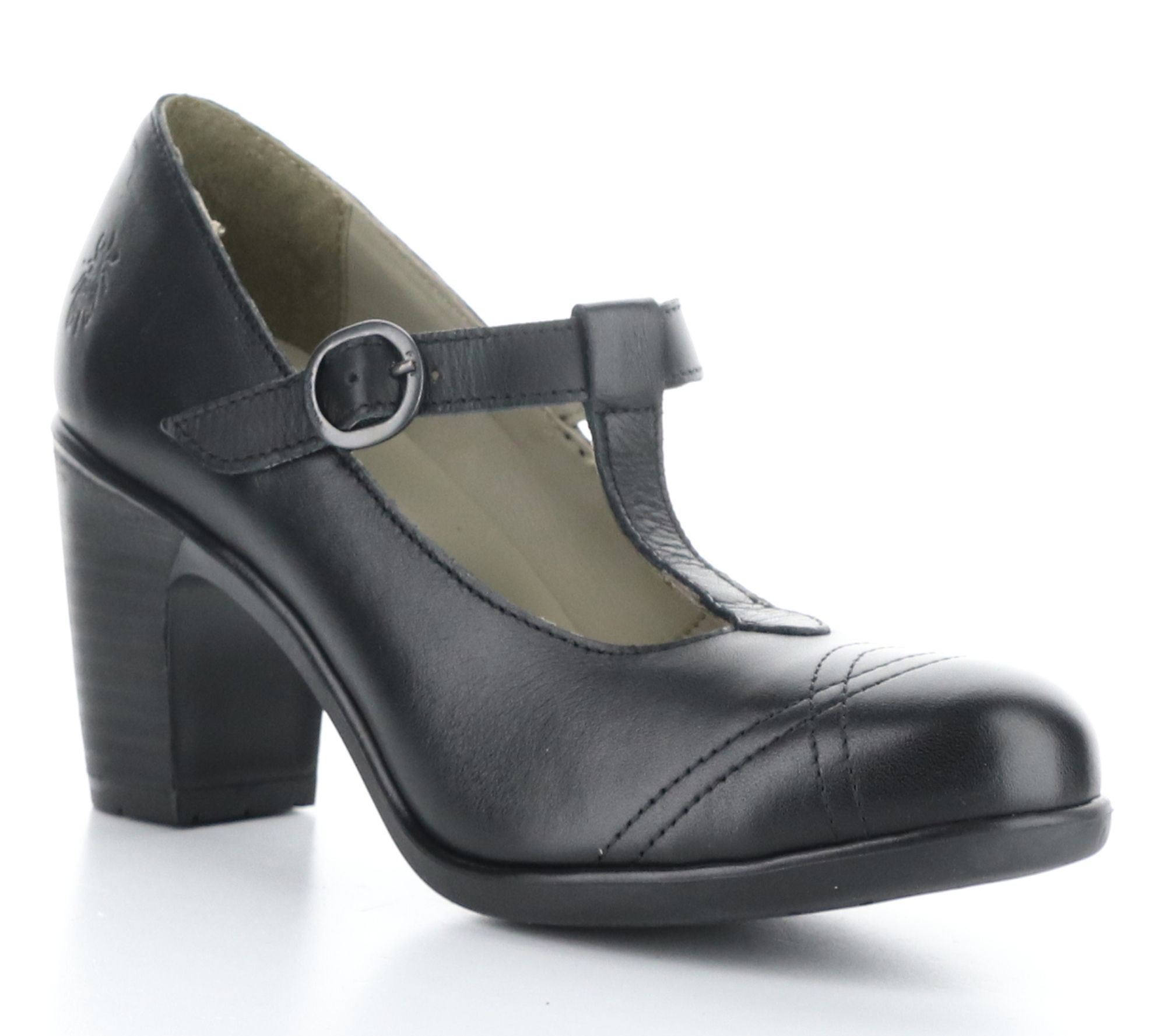 Fly London Leather T-Strap Mary Jane Heel- Kiai