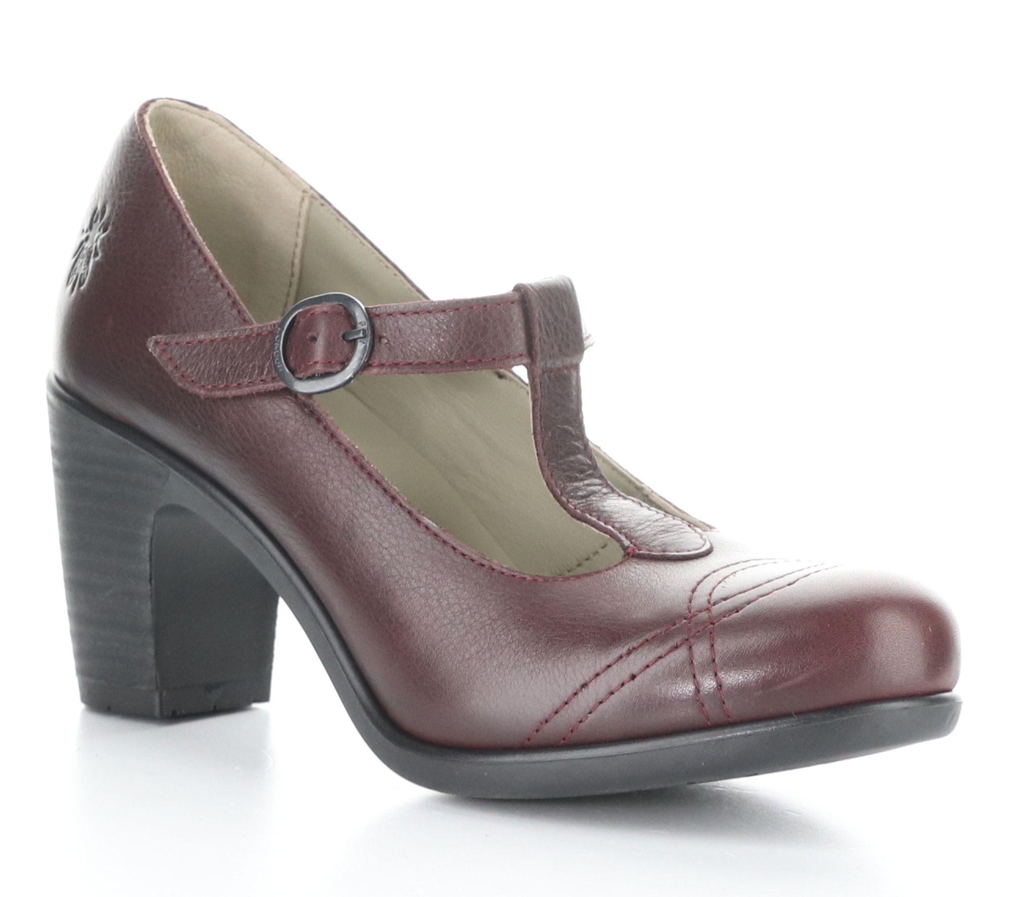 Fly London Leather T-Strap Mary Jane Heel- Kiai