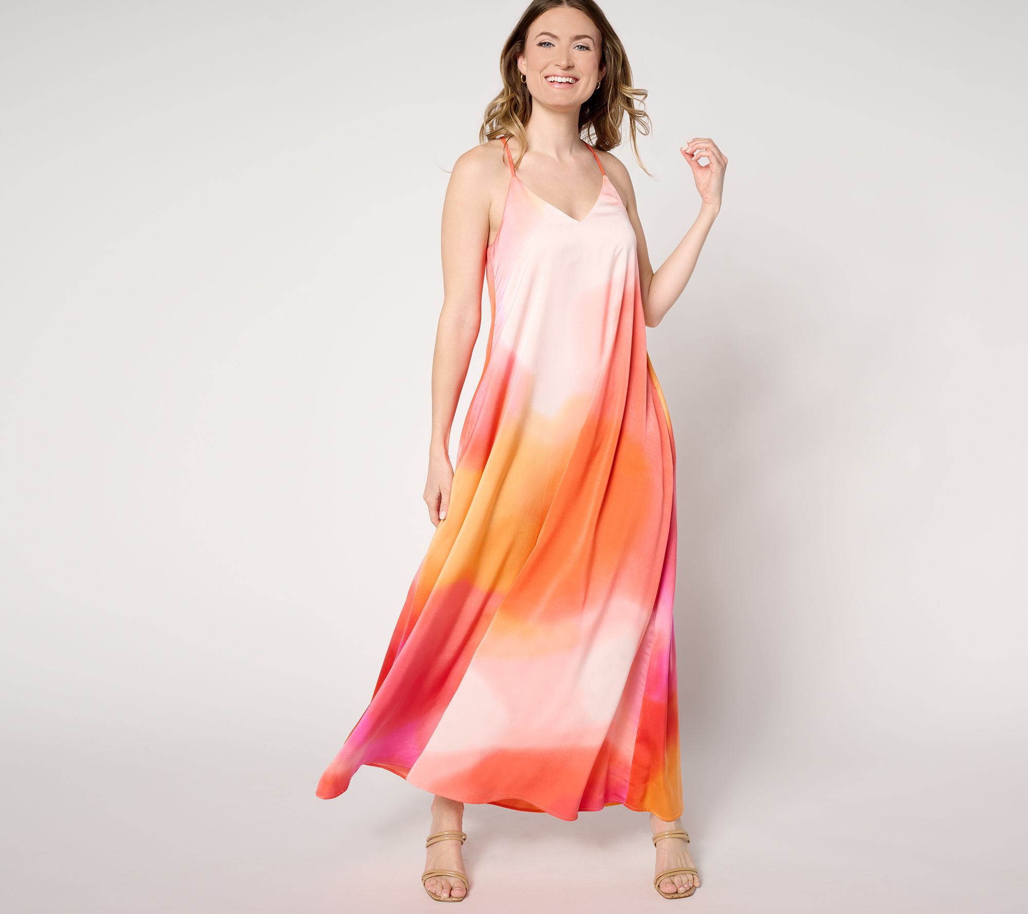 "As Is" nicole by Nicole Miller Satin Maxi Dress w/ Shelf Bra