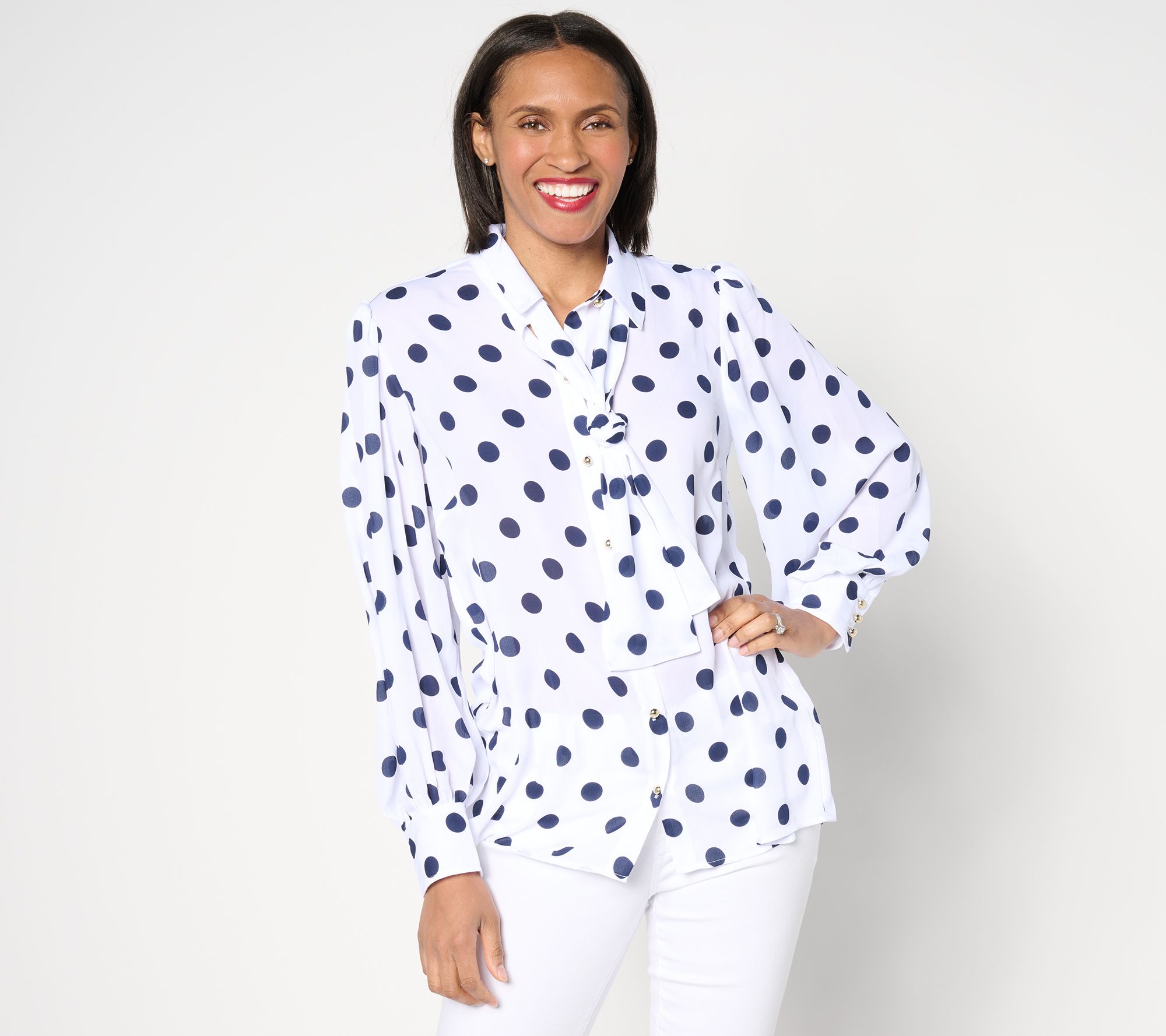 "As Is" Dennis Basso Double Georgette Printed Blouse