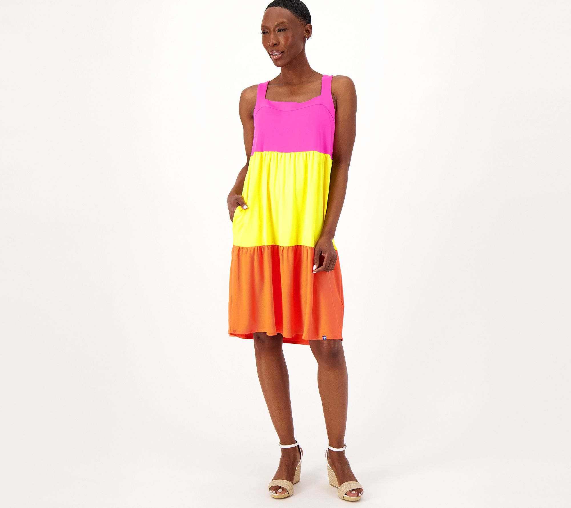 Lug Lounge Brushed Jersey Colorblock Dress - Flare