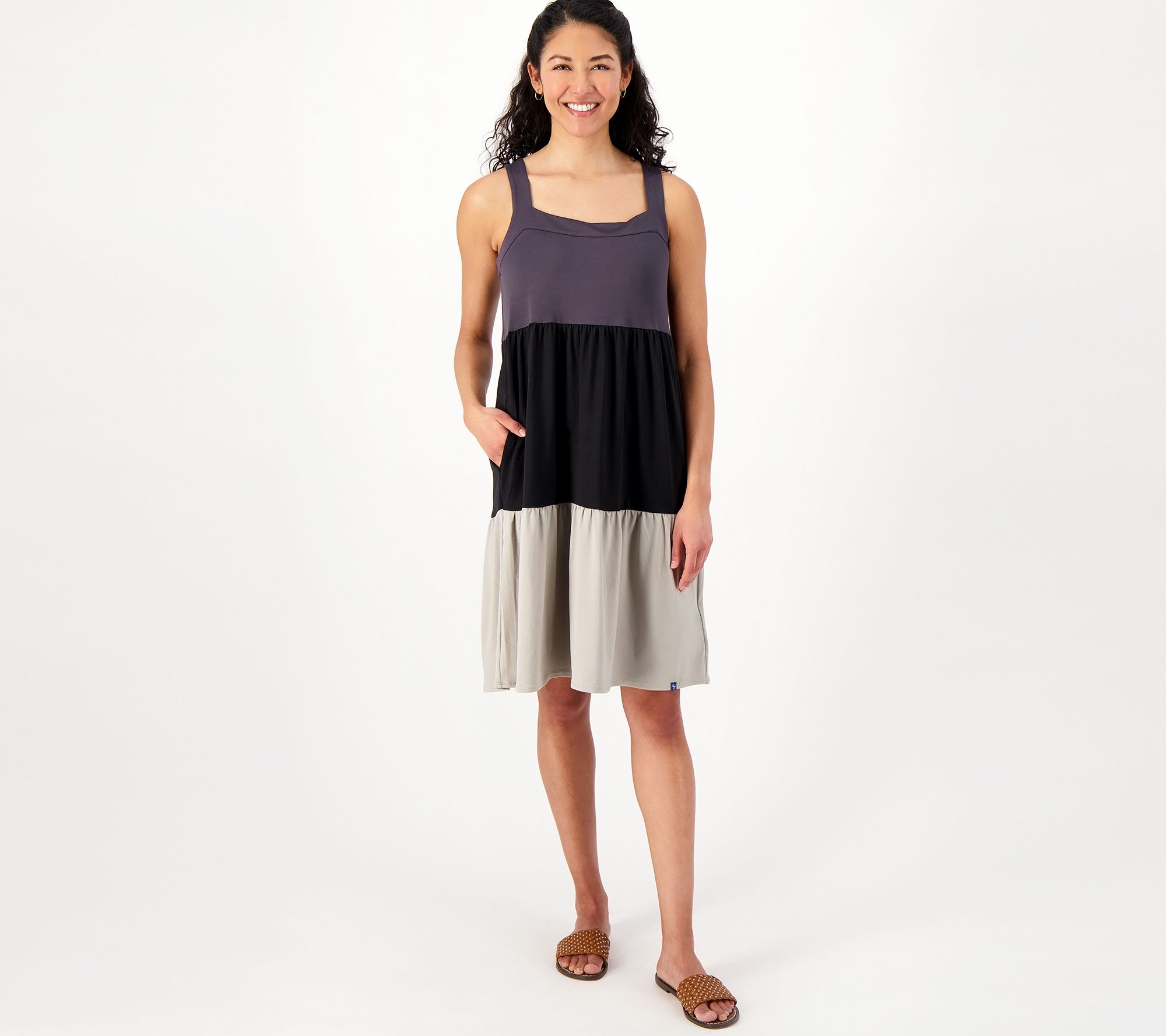Lug Lounge Brushed Jersey Colorblock Dress - Flare