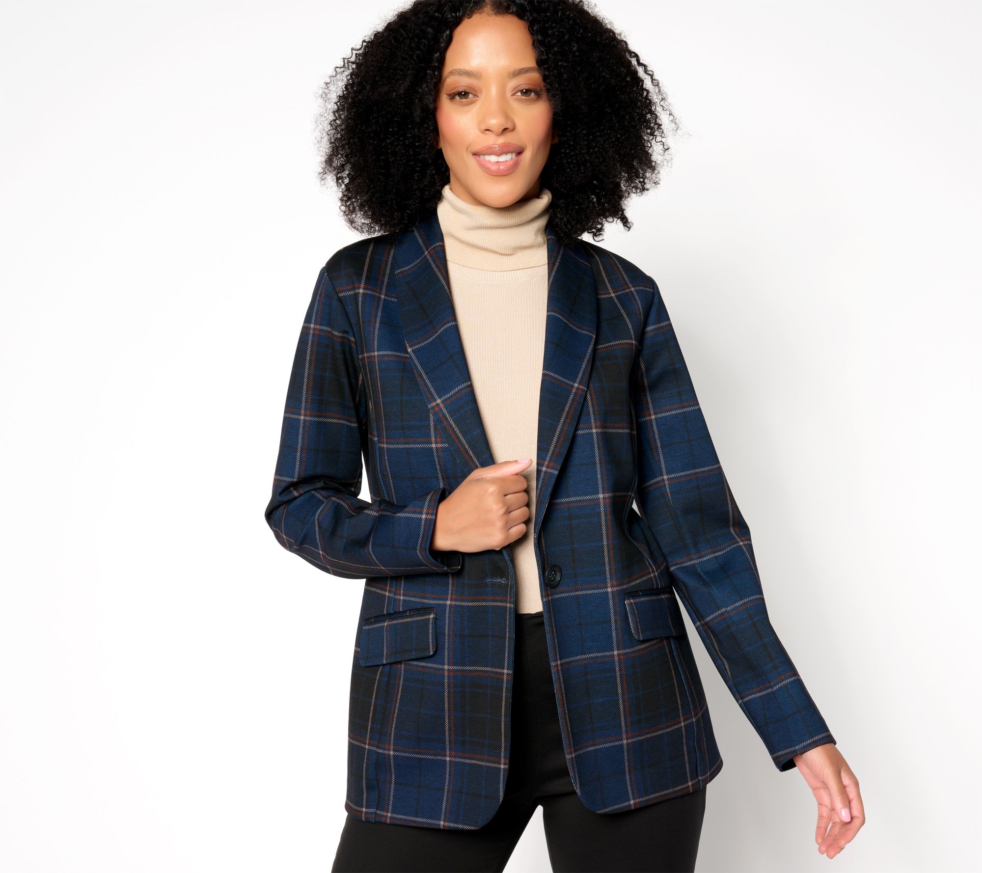 "As Is" Tailored by Susan Graver Reg Print Ponte Shawl Blazer