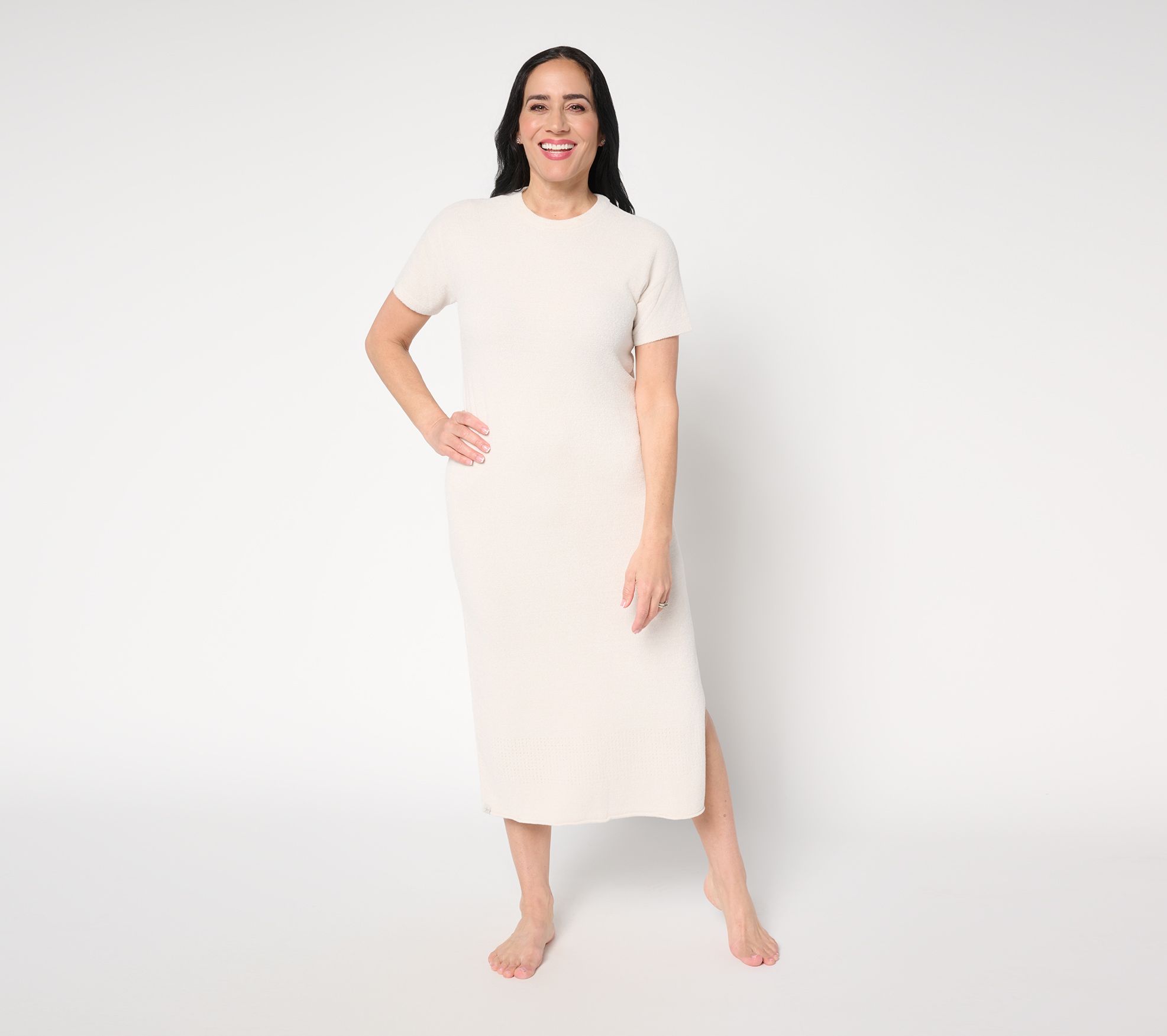 Barefoot Dreams Reg. CozyChic Ultra Lite Short Sleeve Pointelle Dress