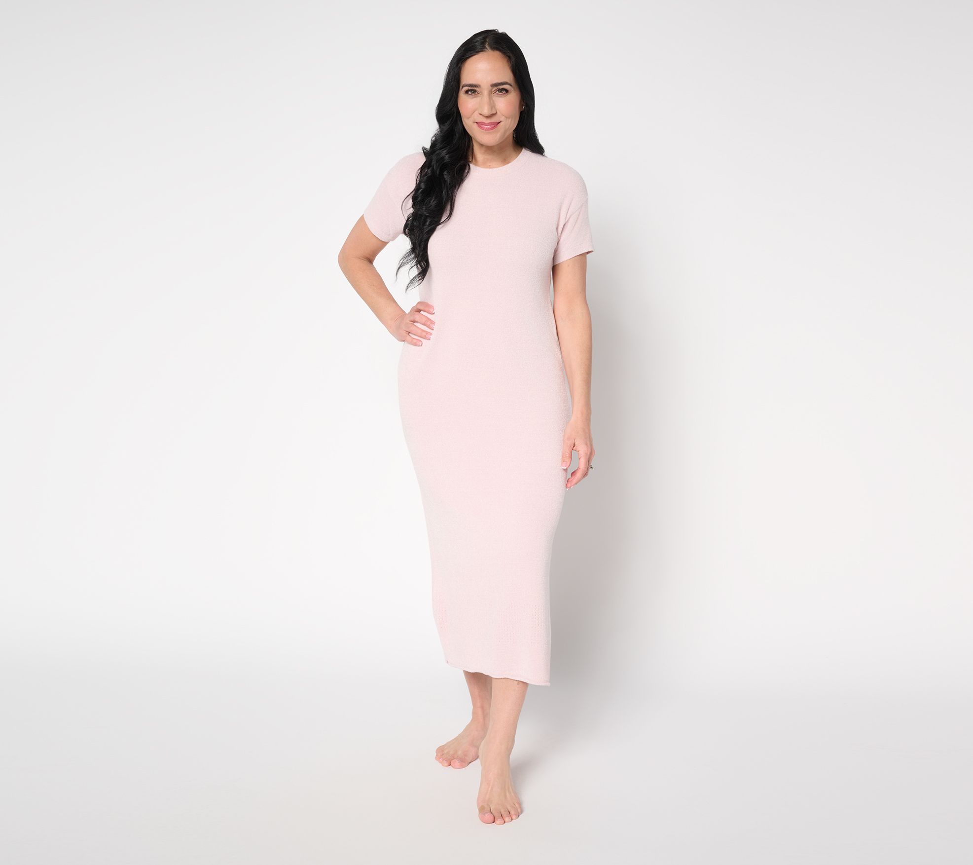 Barefoot Dreams Reg. CozyChic Ultra Lite Short Sleeve Pointelle Dress