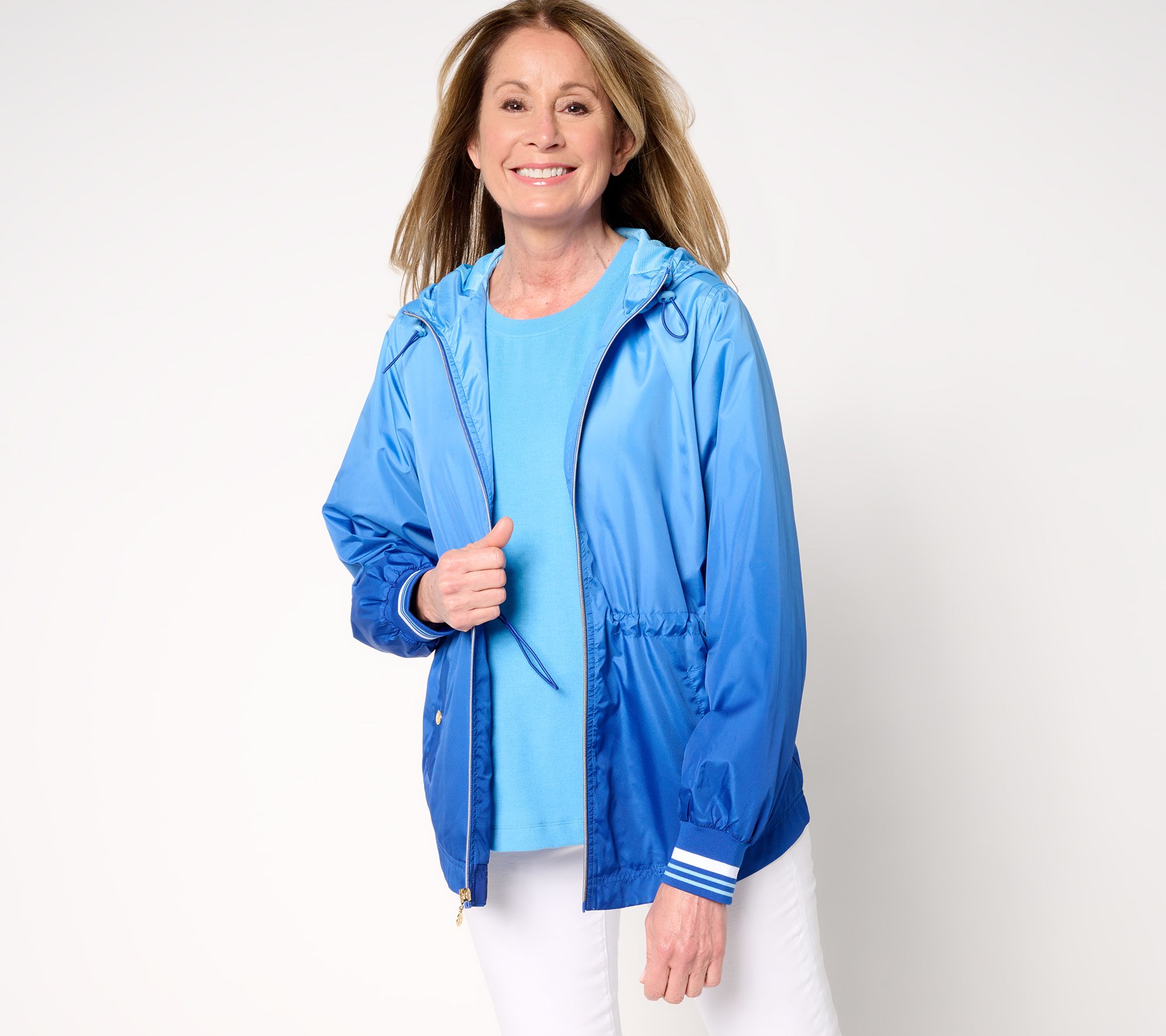 Isaac Mizrahi Live! Clubhouse Zip-Up Ombre Anorak Jacket