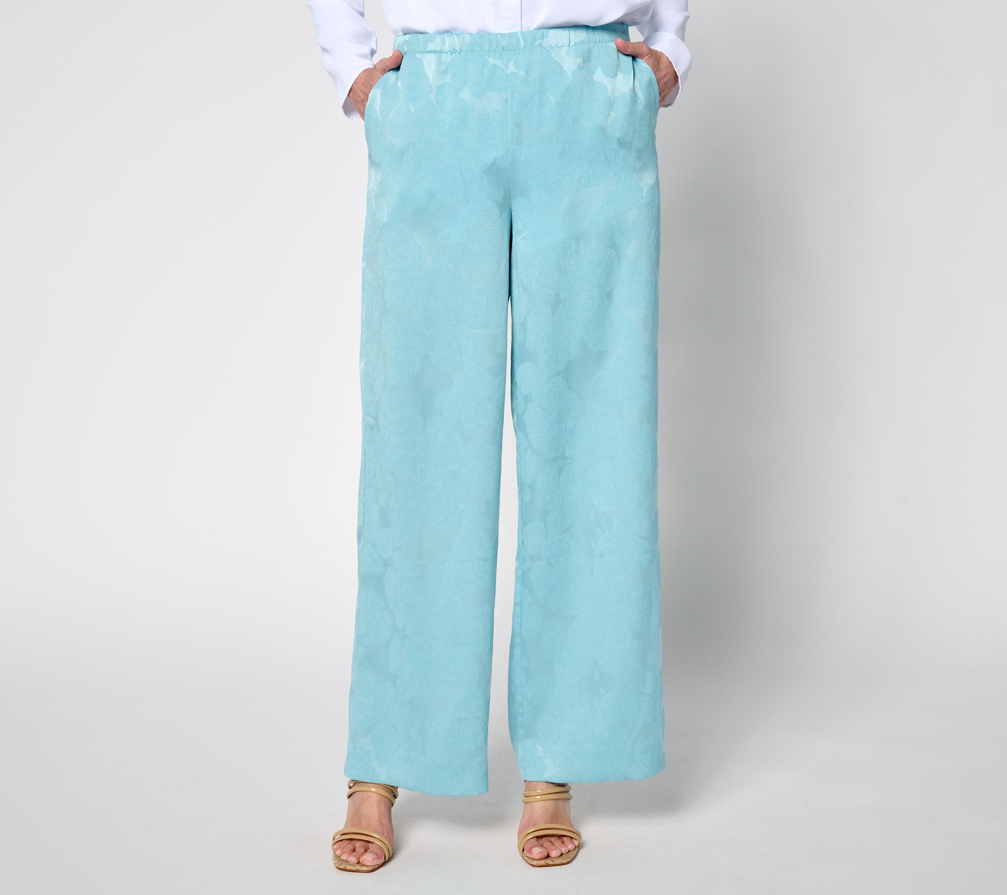 LOGO by Lori Goldstein Petite Full Length Wide Leg Soft Pants