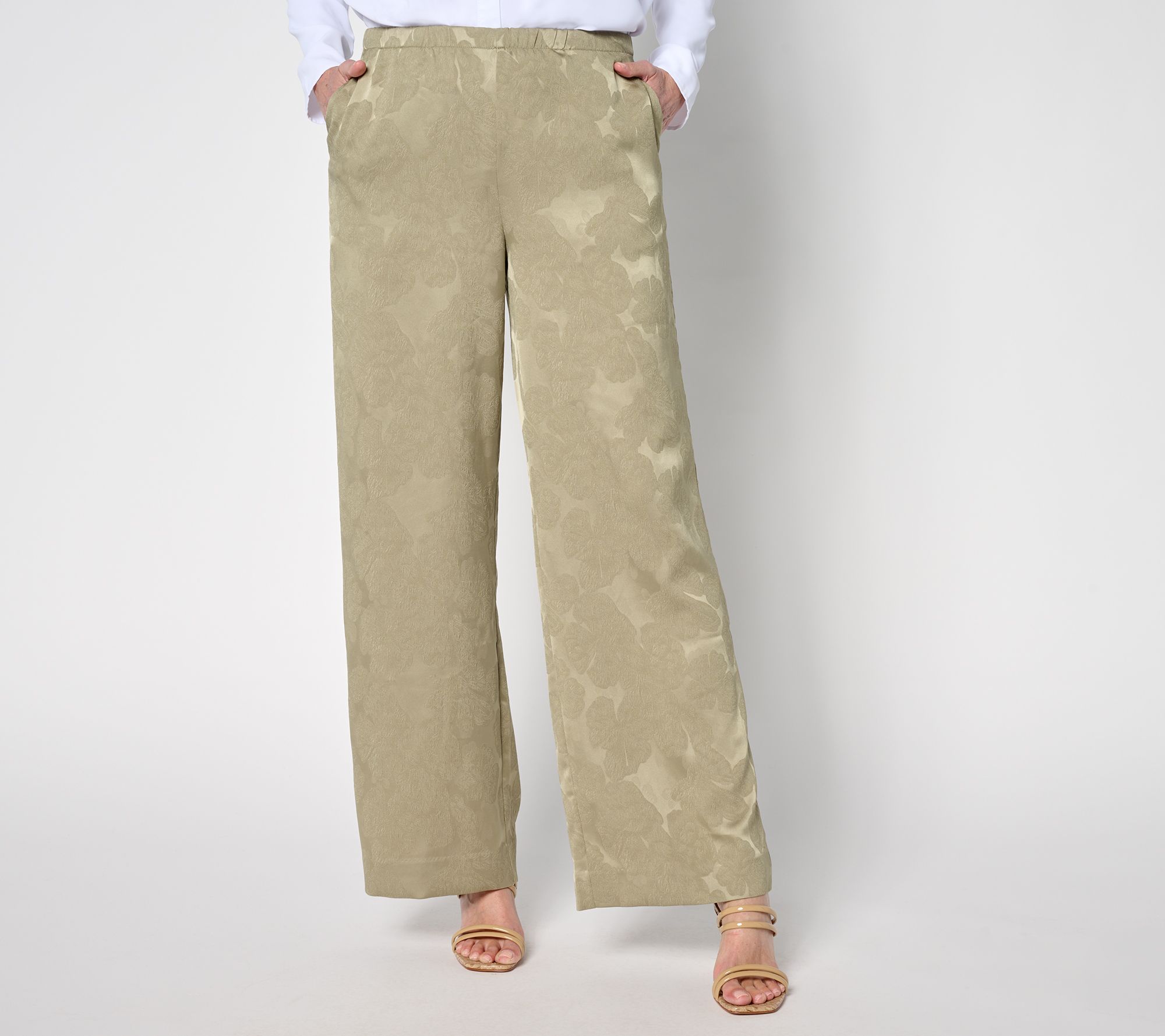 LOGO by Lori Goldstein Petite Full Length Wide Leg Soft Pants