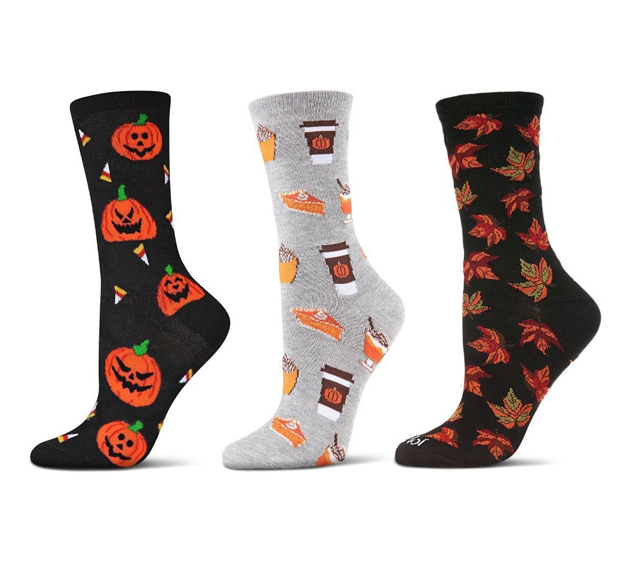 Memoi Women's Set of 3 Festive for Fall Crew Socks