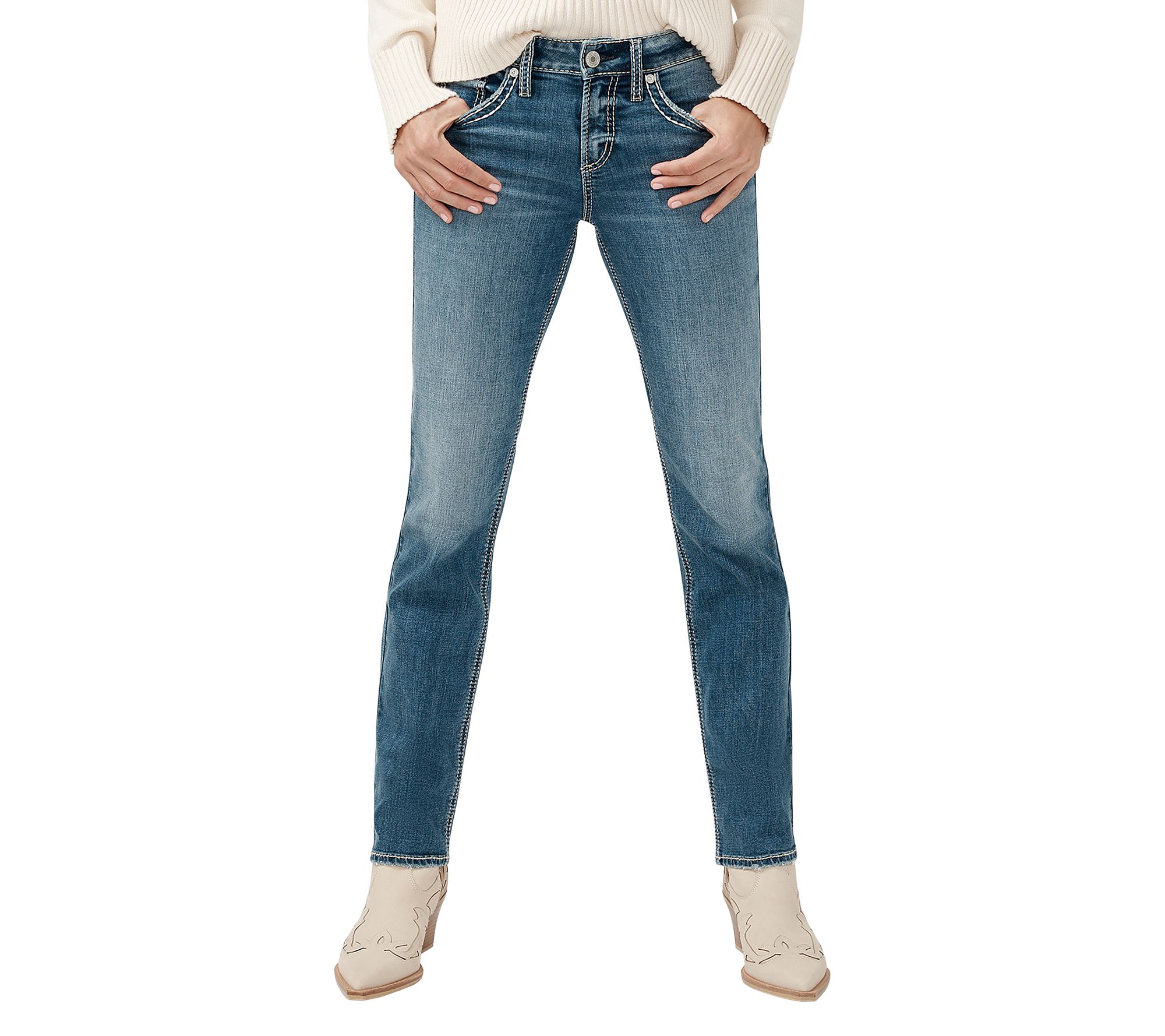 Silver Jeans Co. Women's Suki Mid Rise Straight Leg Jeans