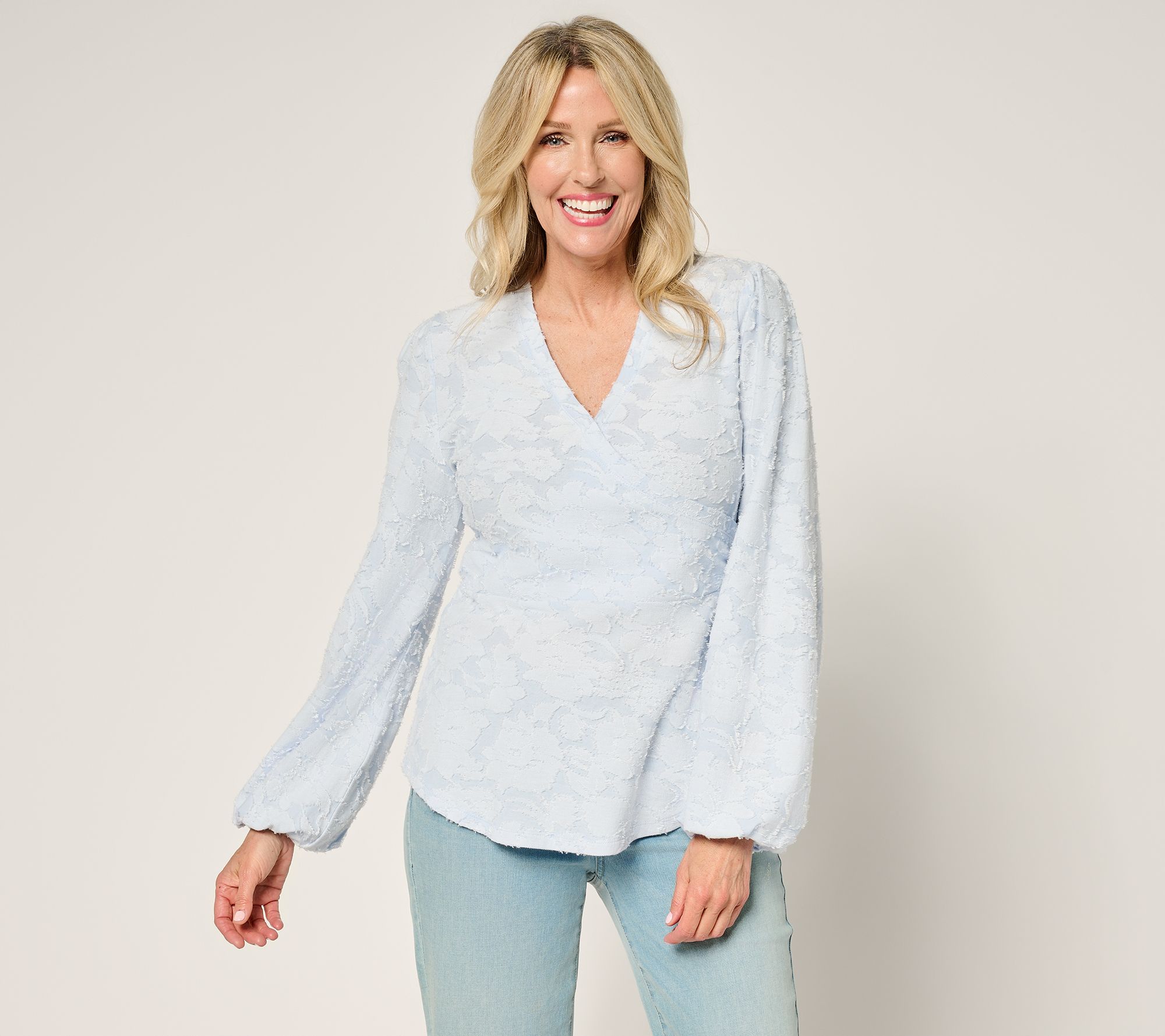 Studio Park x Terri Conn Faux Wrap Textured Knit Top