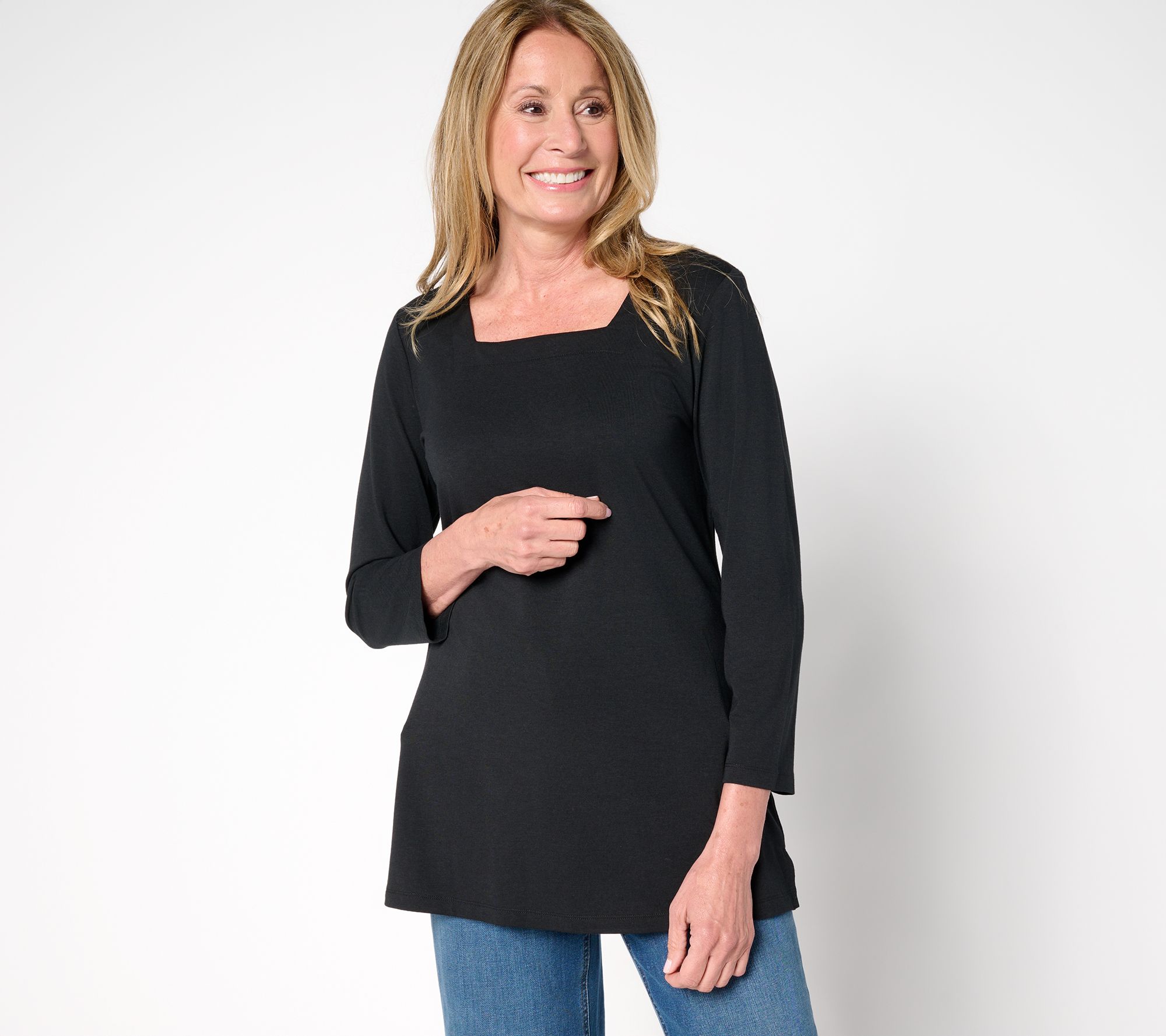 Denim & Co. Essentials Petite So Soft Jersey Tunic
