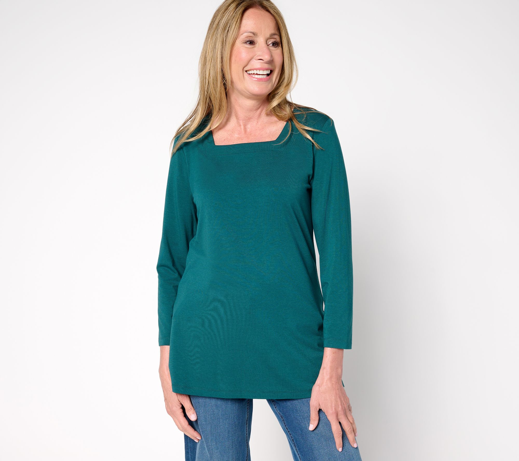 Denim & Co. Essentials Petite So Soft Jersey Tunic