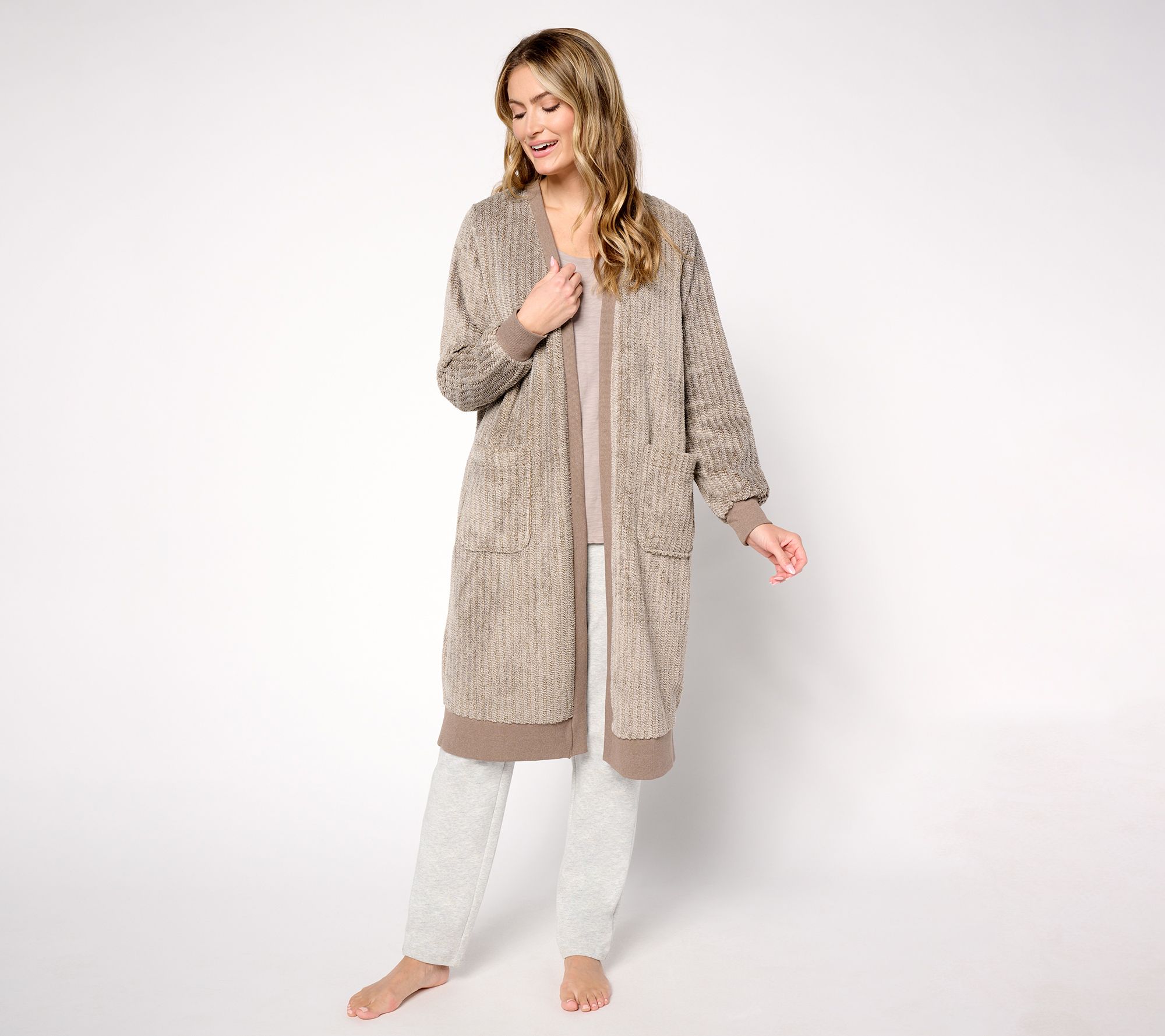 "As Is" Berkshire Homewear Dobby Rib Heathered Cardigan