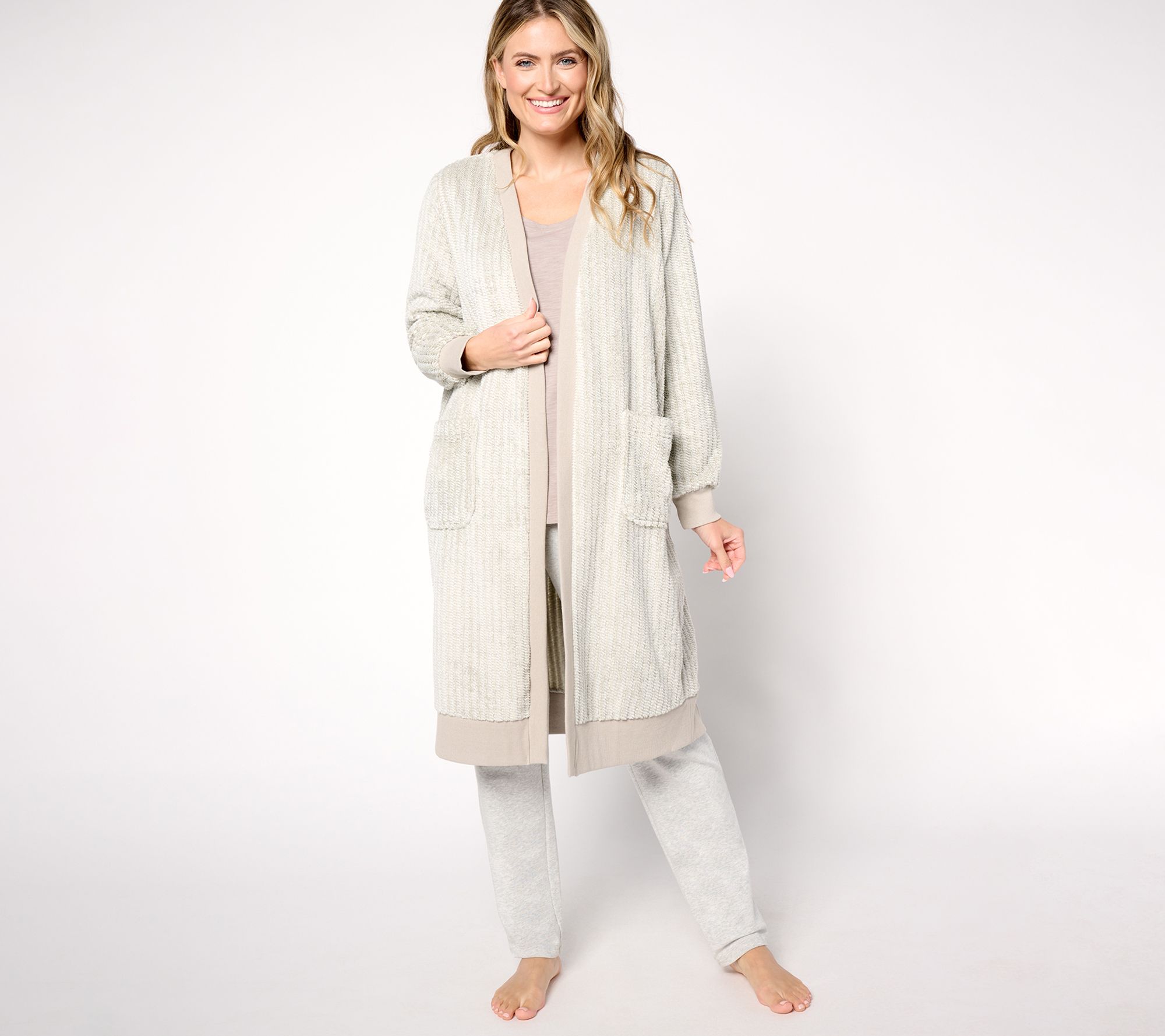 "As Is" Berkshire Homewear Dobby Rib Heathered Cardigan
