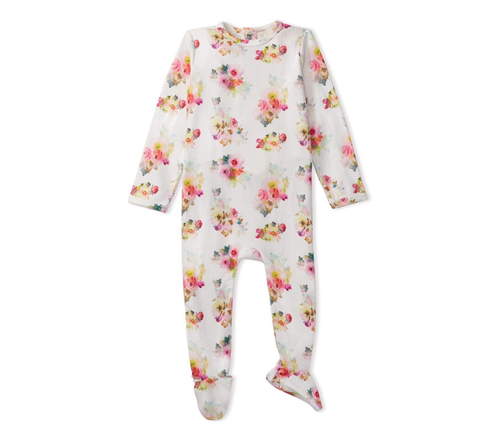MiniMoi Girls' Floral Pointelle Footie Pajama Set