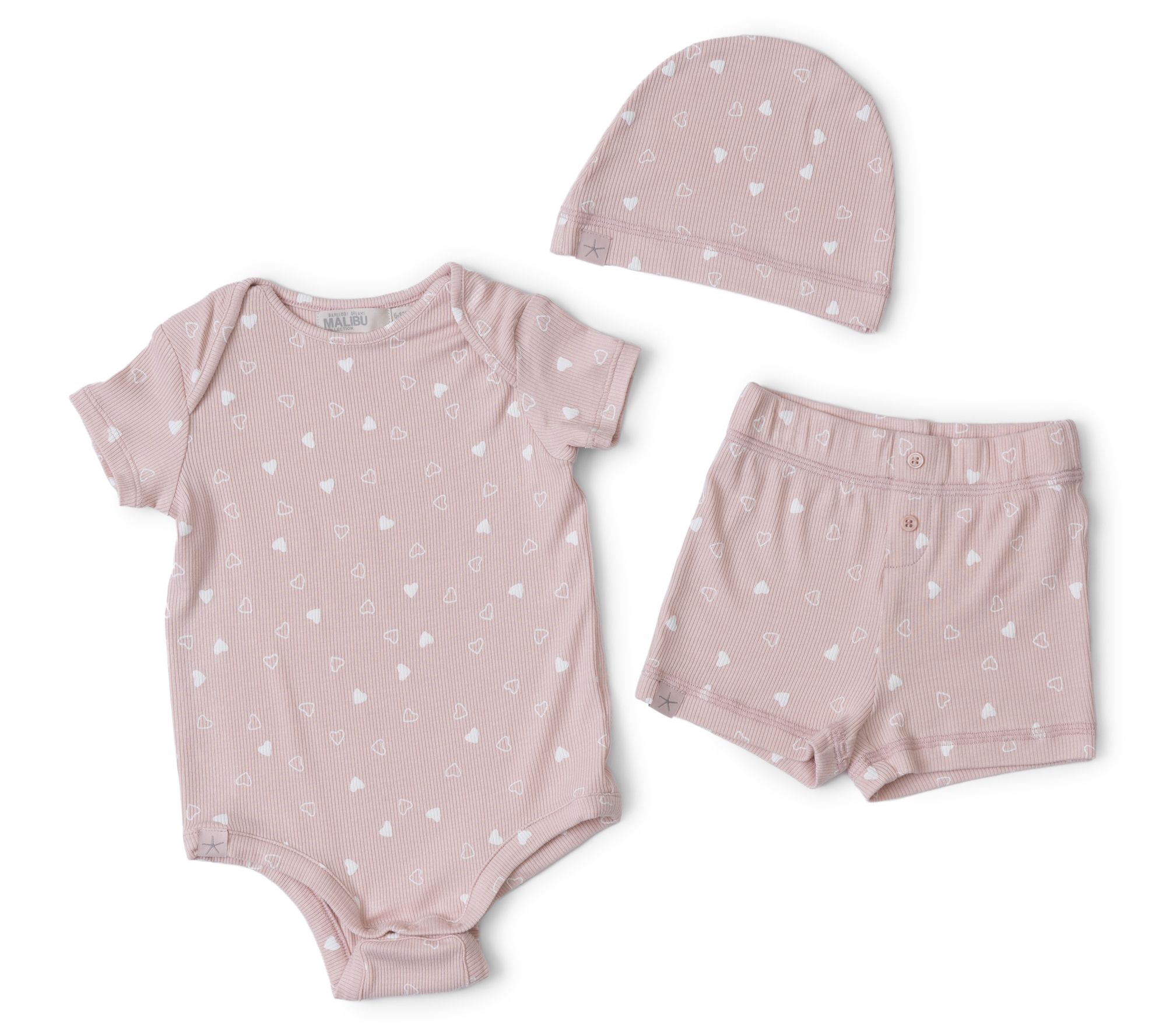 Barefoot Dreams Ultra Soft Ribbed Heart Print Baby Set