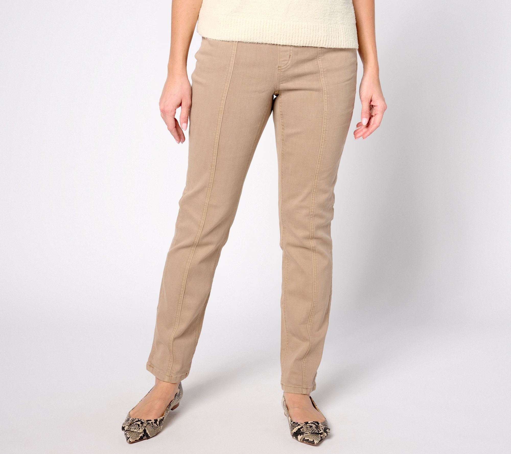 "As Is" Denim & Co. Petite Color Cozy Touch Straight Leg Jean