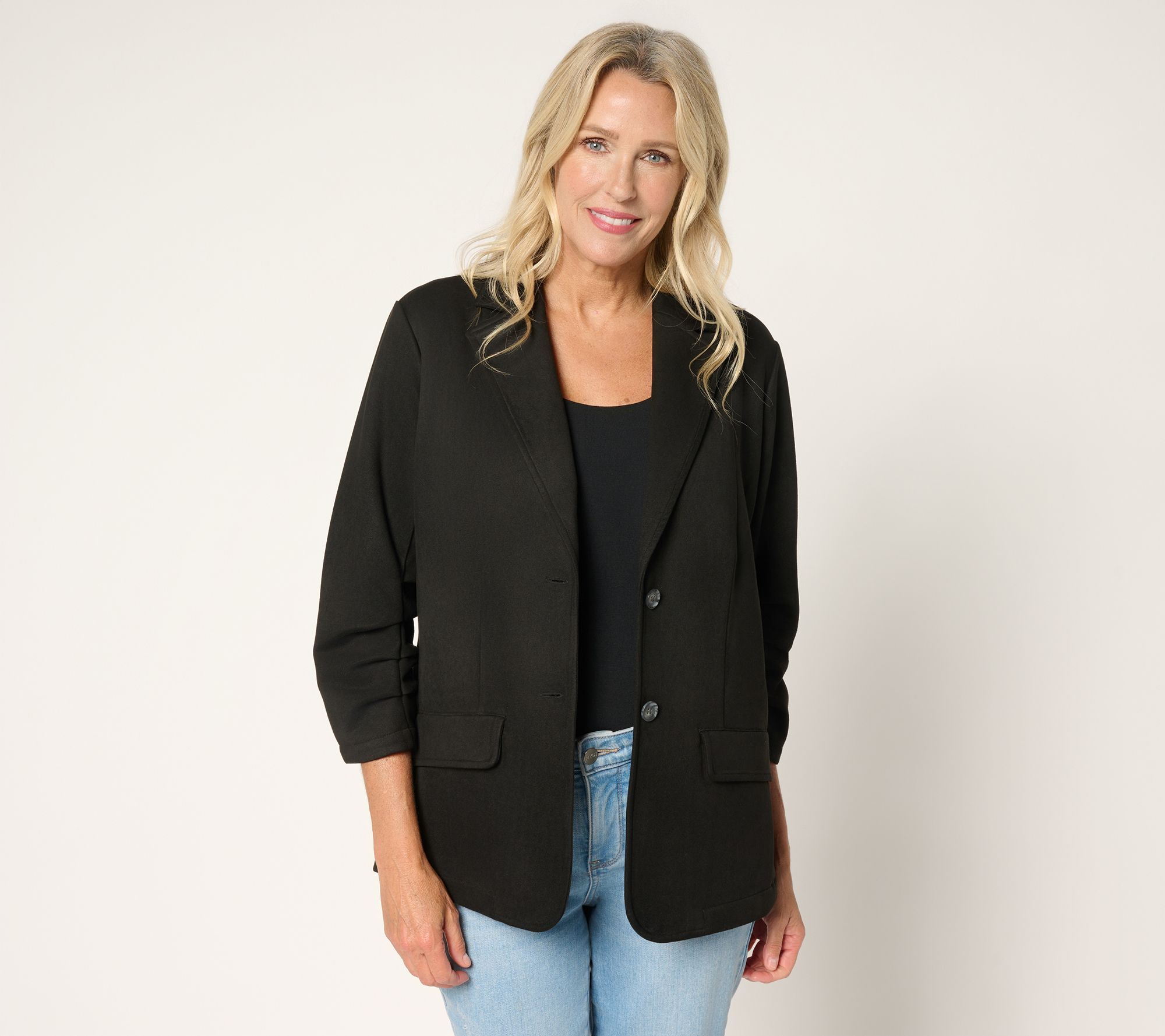 Ree by The Pioneer Woman Regular Suede Scrunched Sleeve Blazer