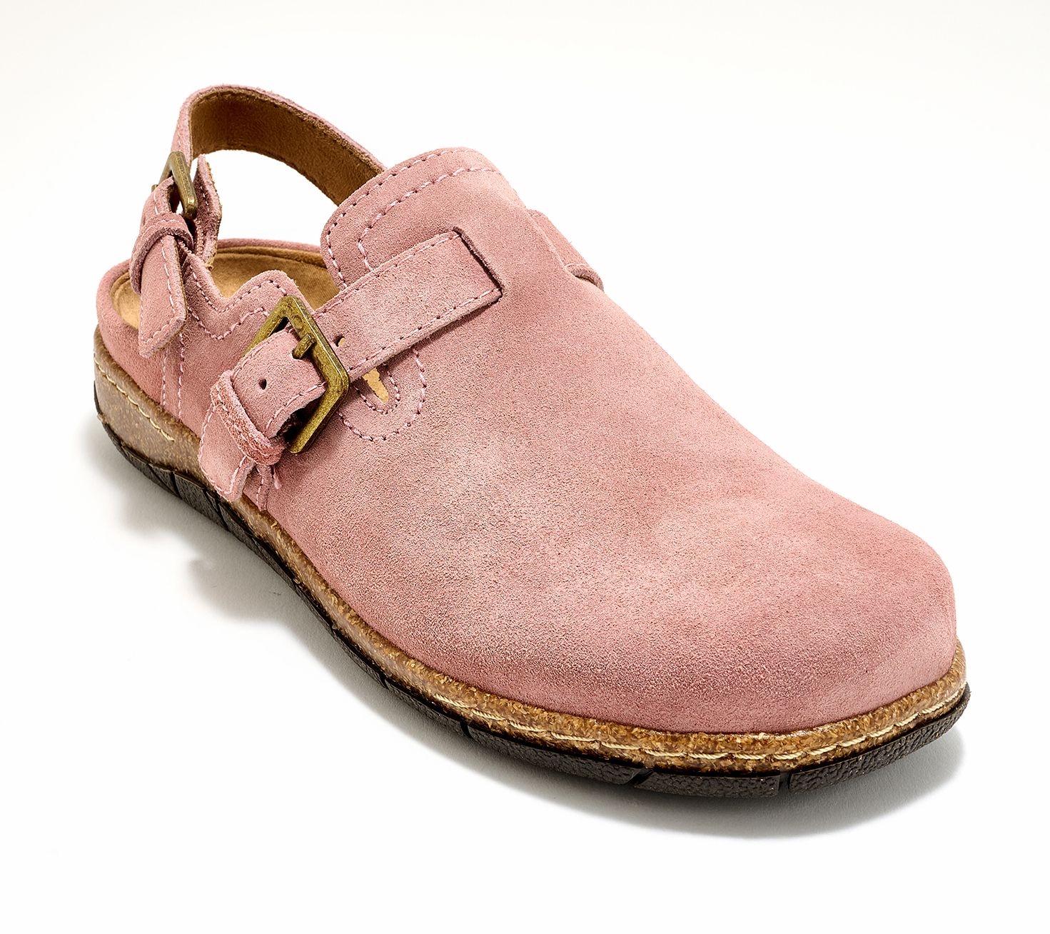 Earth Suede Clogs with Buckle Strap - Elmonte