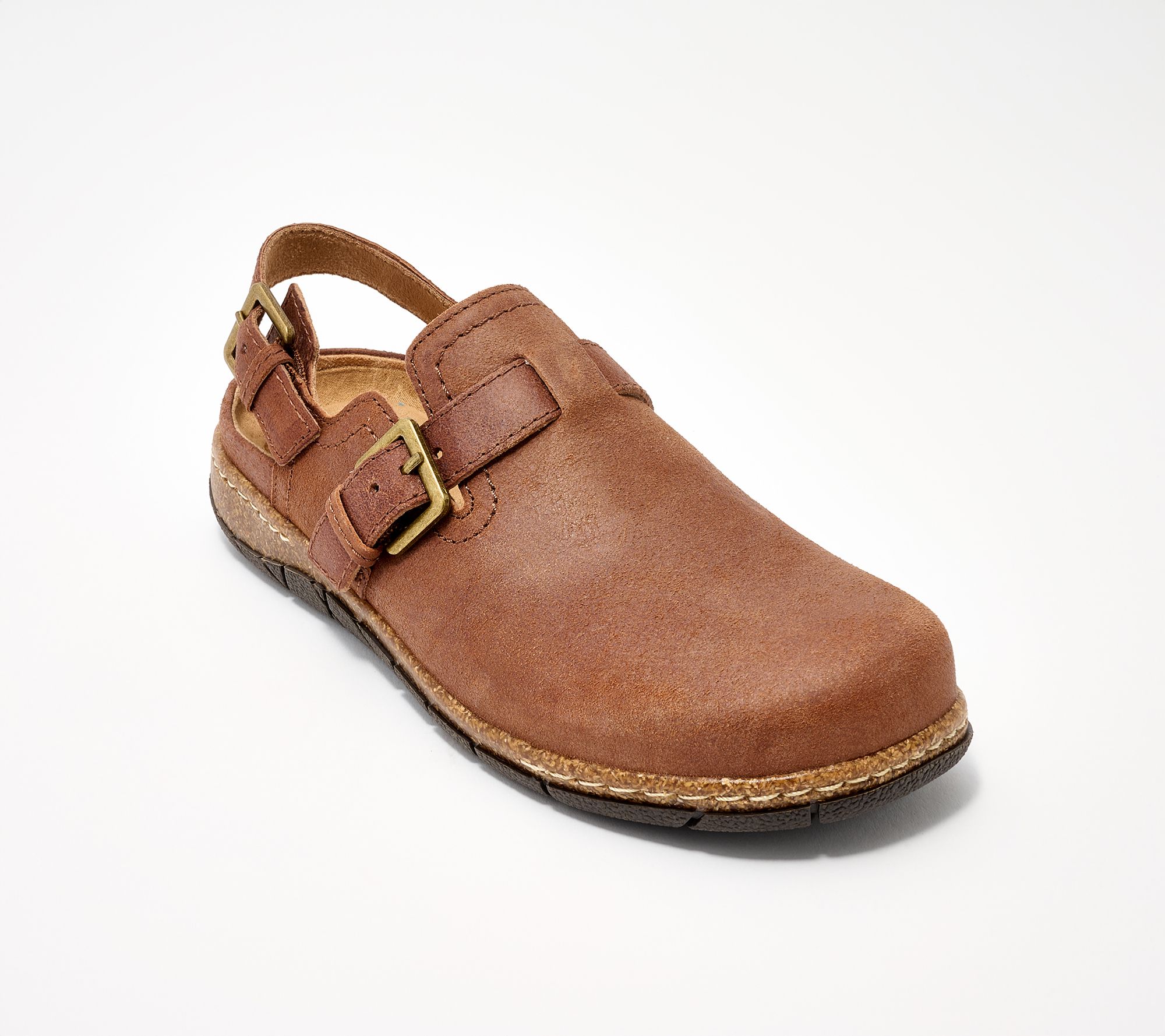 Earth Suede Clogs with Buckle Strap - Elmonte