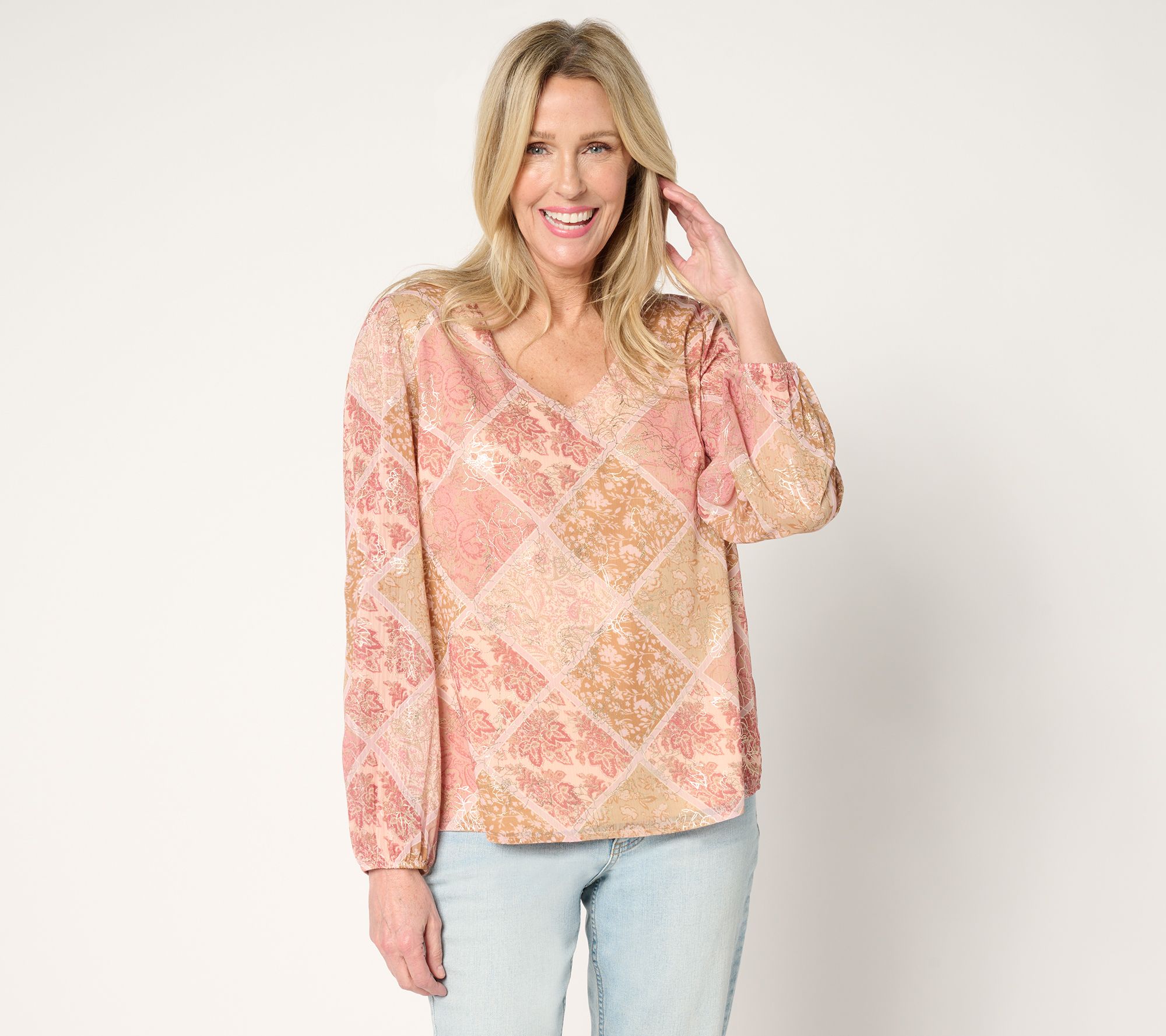 "As Is" Studio Park x Rosina Grosso Foil Printed Chiffon Blouse