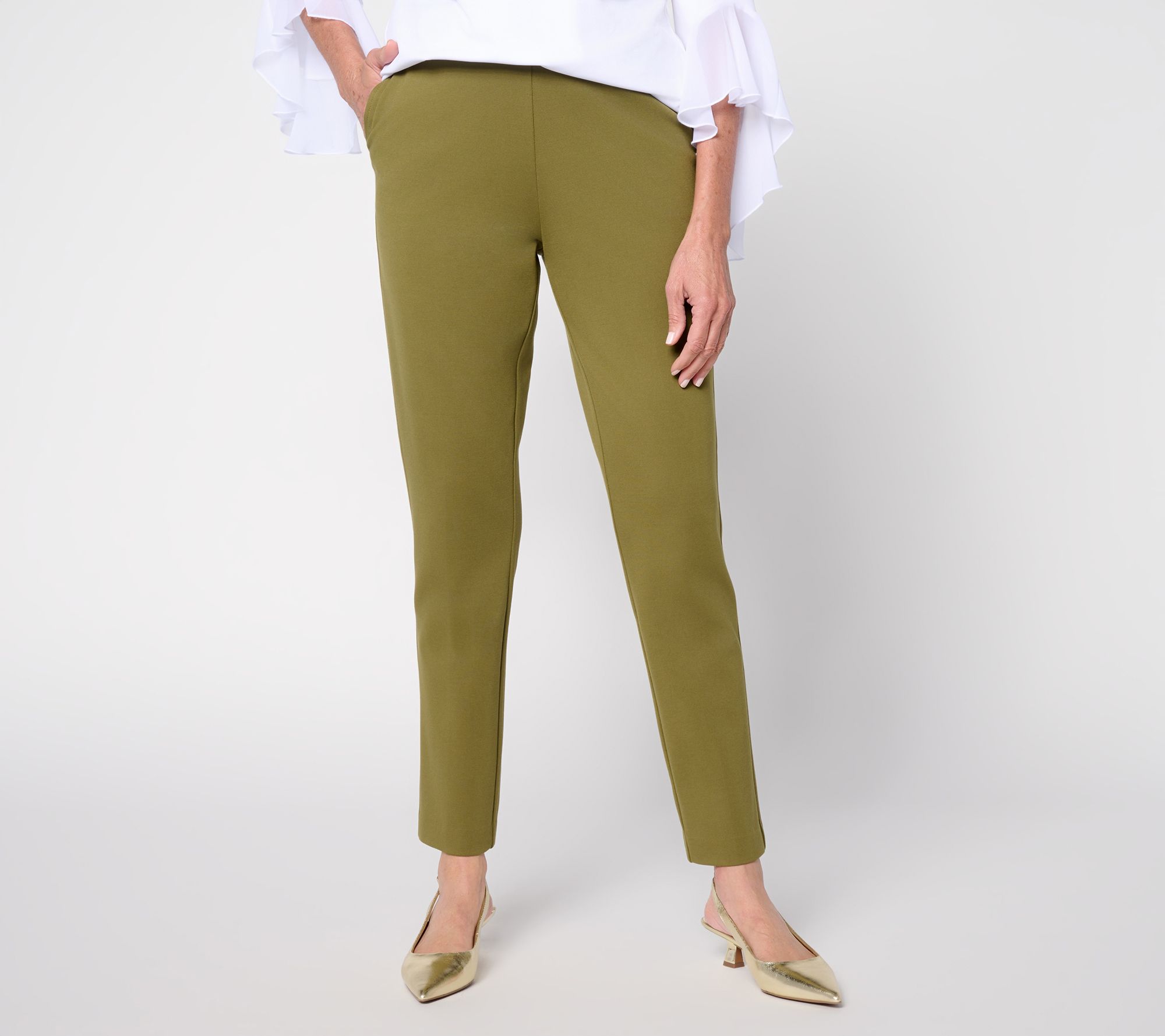 Susan Graver Petite Smart Ponte 350 Slim Leg Ankle Pants