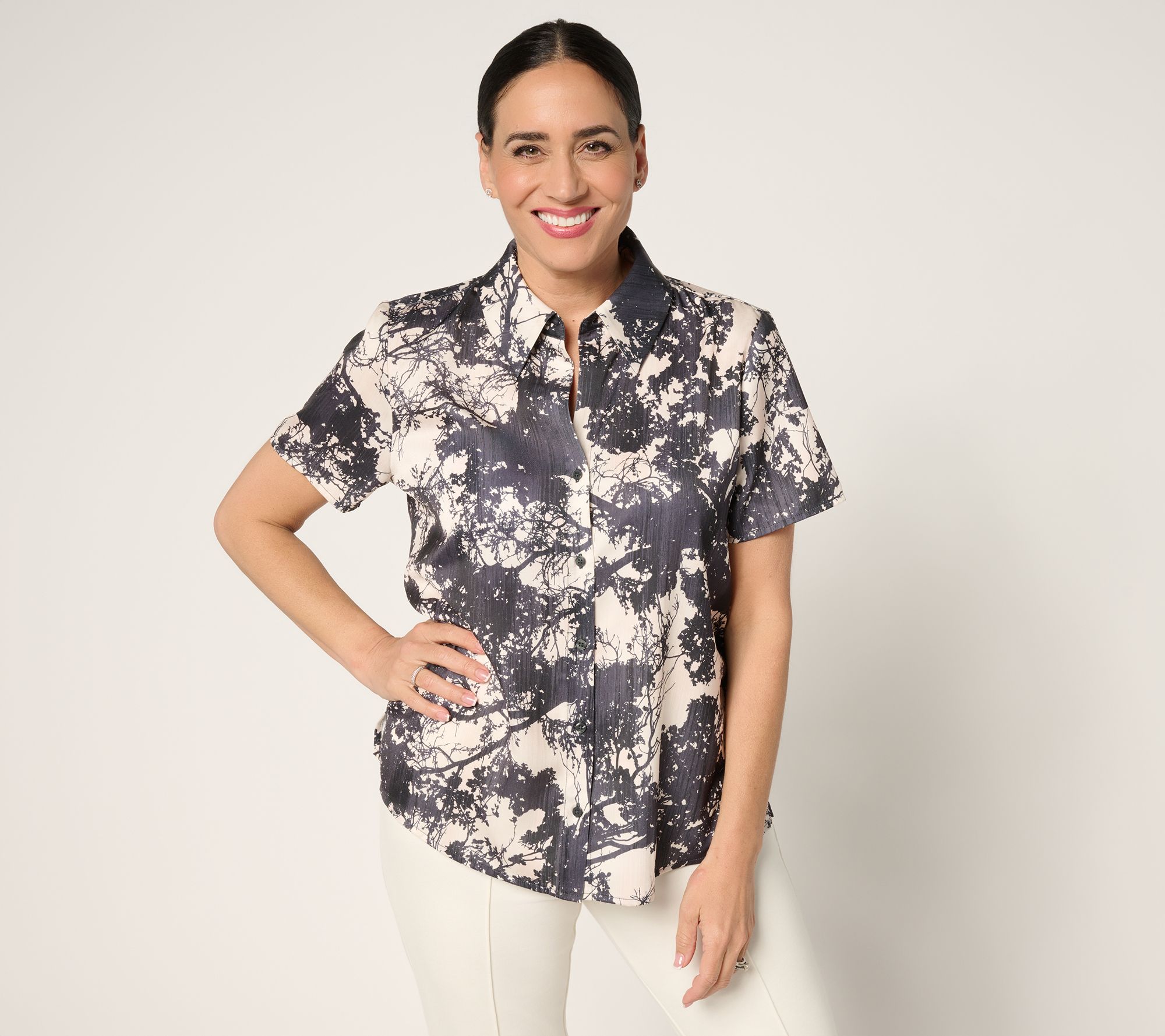 "As Is" BEAUTIFUL by Lawrence Zarian Short Sleeve Button Blouse