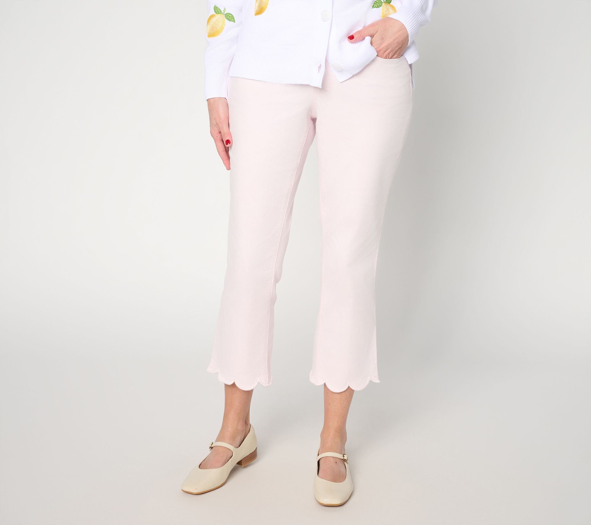 Belle by Kim Gravel Petite TripleLuxe Twill Scallop Cropped Jean