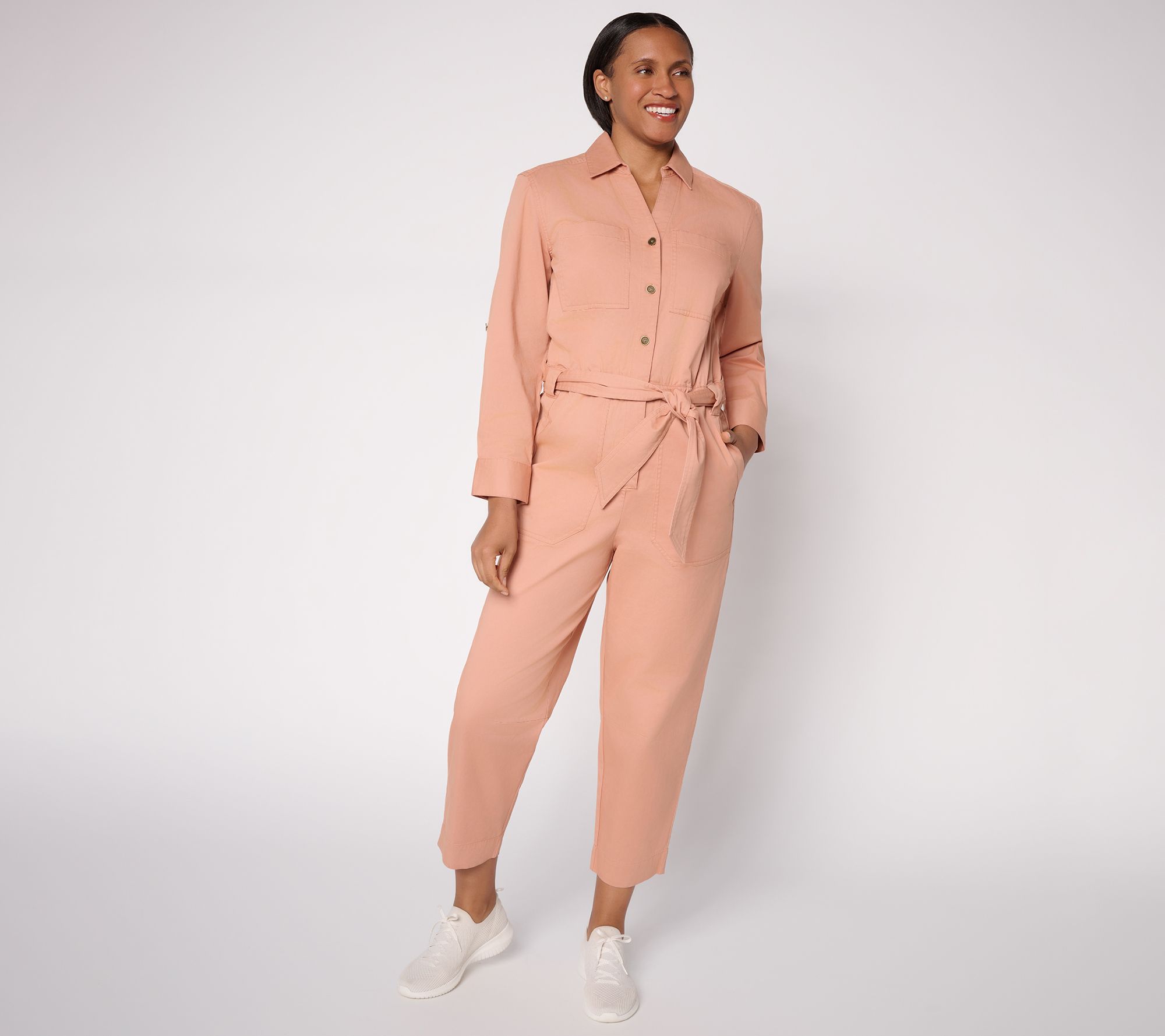 Martha Stewart Signature Regular Utility Jumpsuit with Self Tie Waist