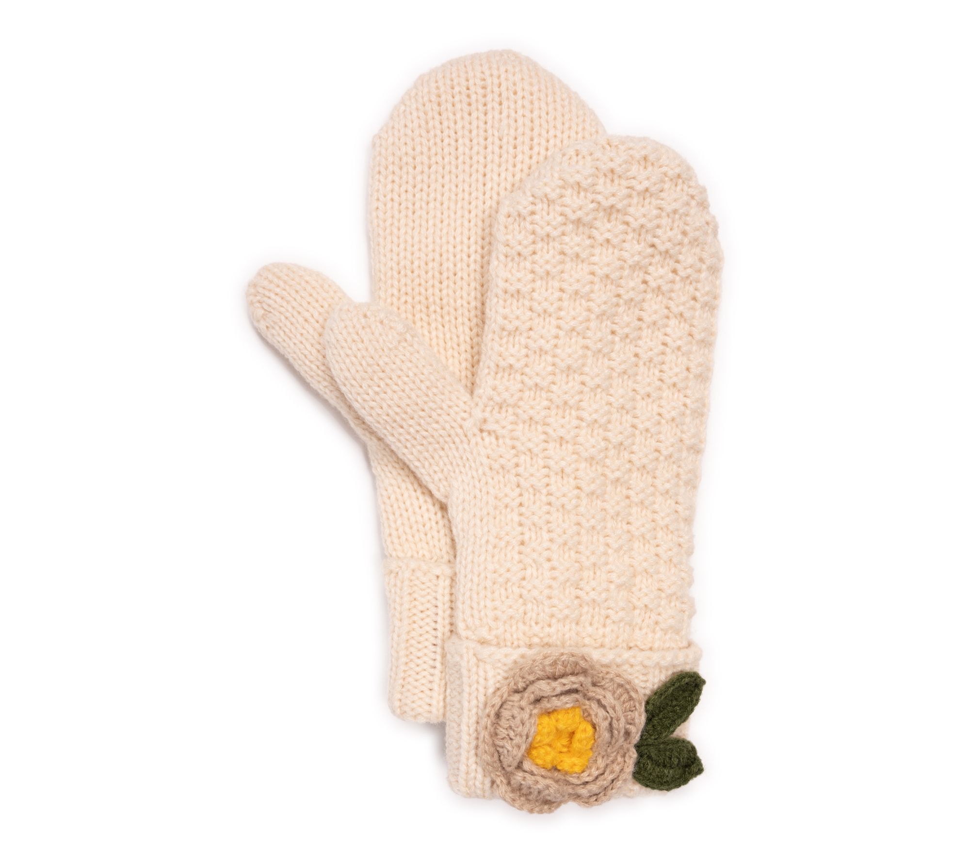 MUK LUKS Women's Frosty Flora Mittens with Crochet Flower