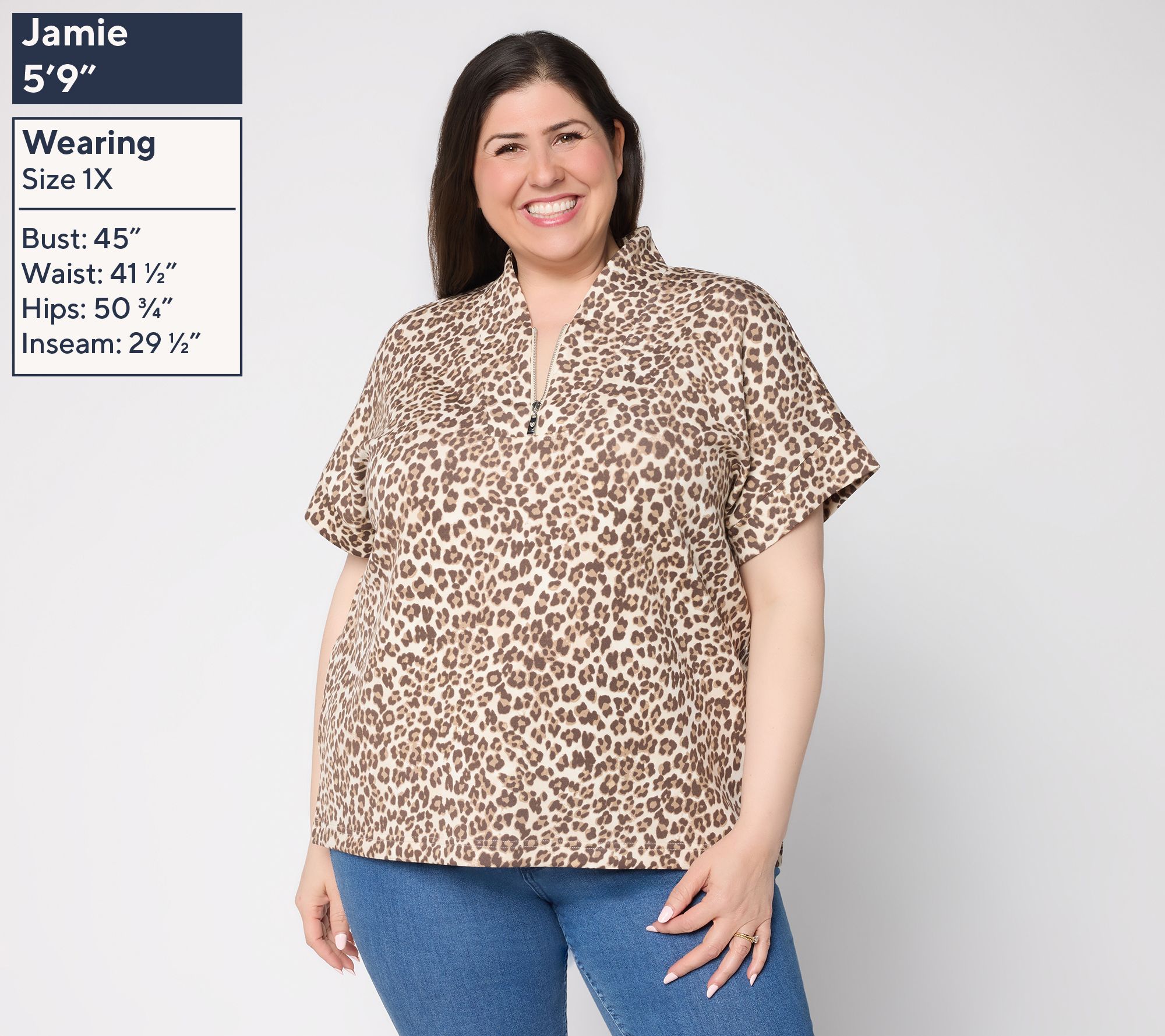 Belle by Kim Gravel ScubaLuxe Half Zip Short Sleeve Top - QVC.com