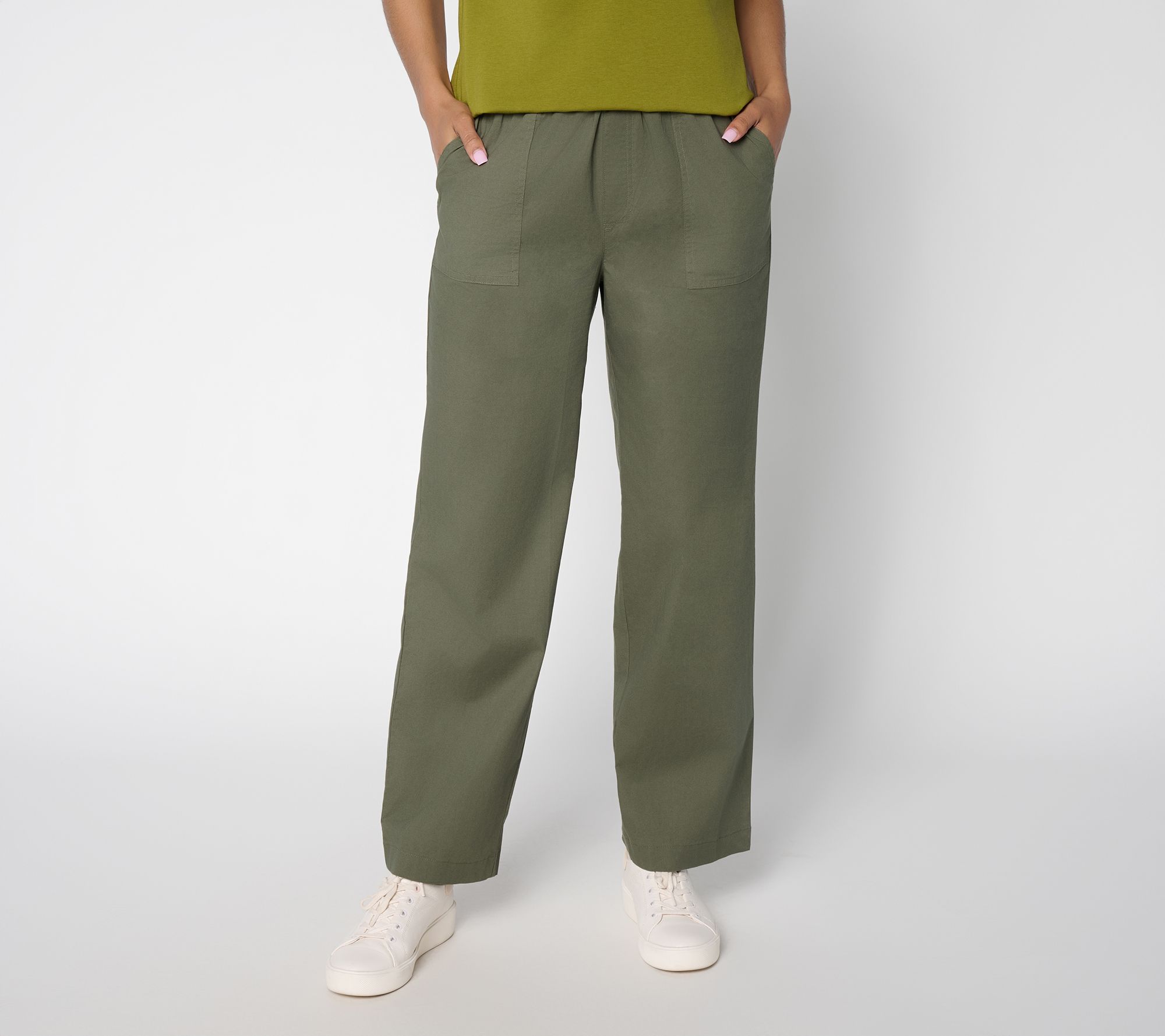 Denim & Co. Regular Stretch Poplin Straight-Leg Pants