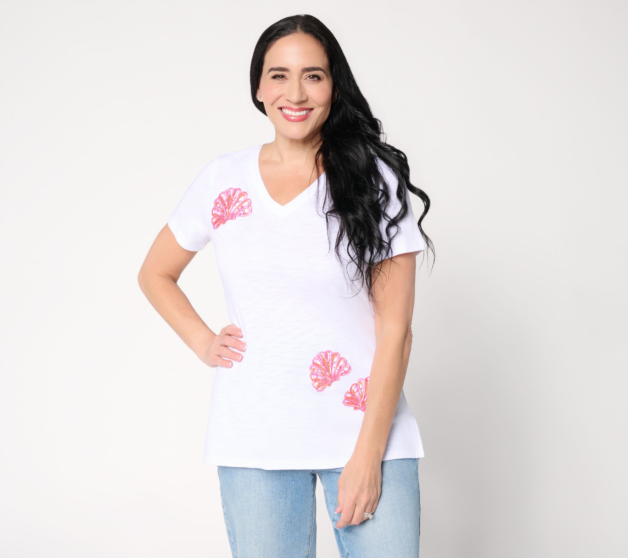 Belle Beach by Kim Gravel Shell Chic Embroidered Top