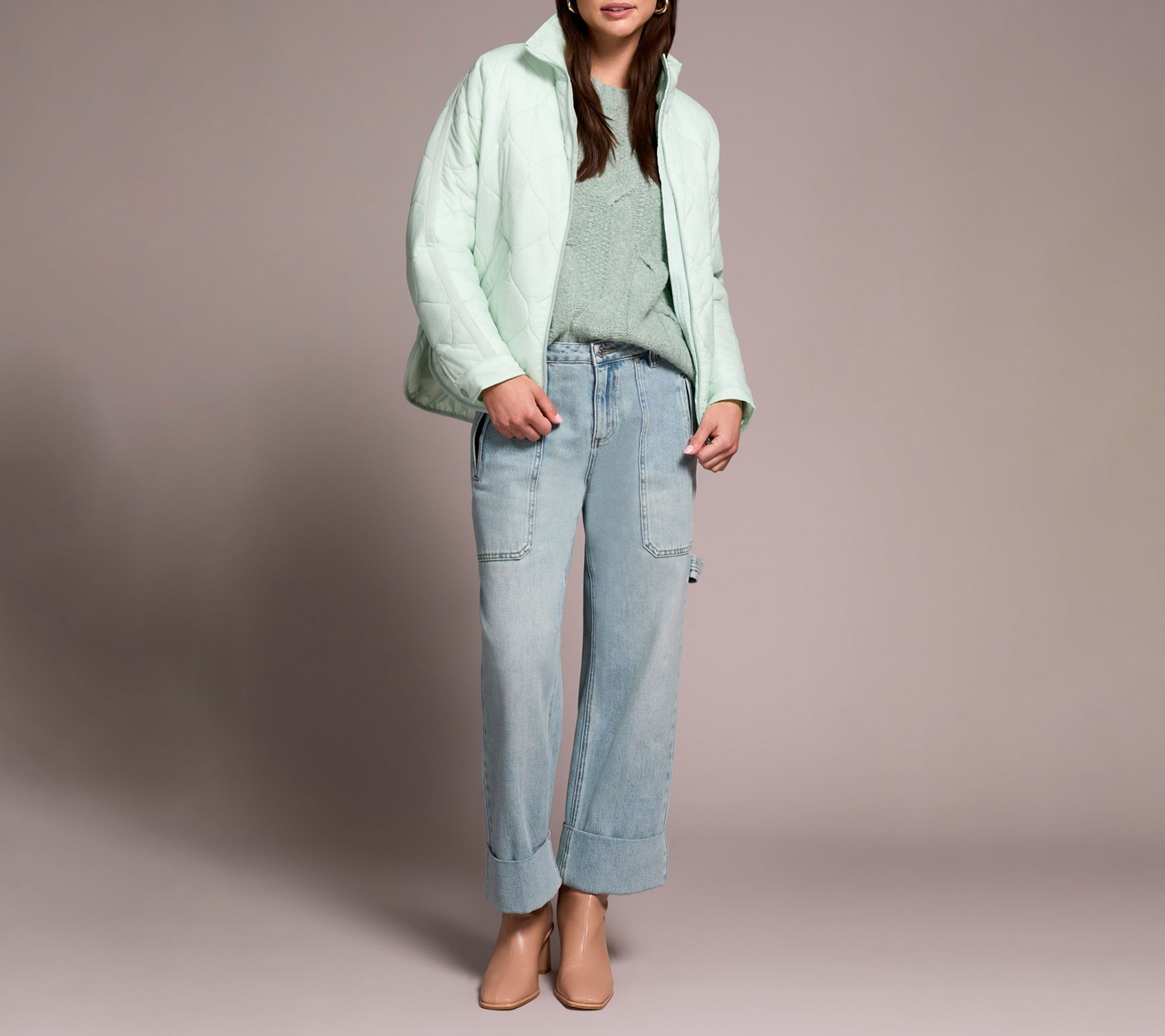 Tribal Lightweight Drop Shoulder Quilted Puffer