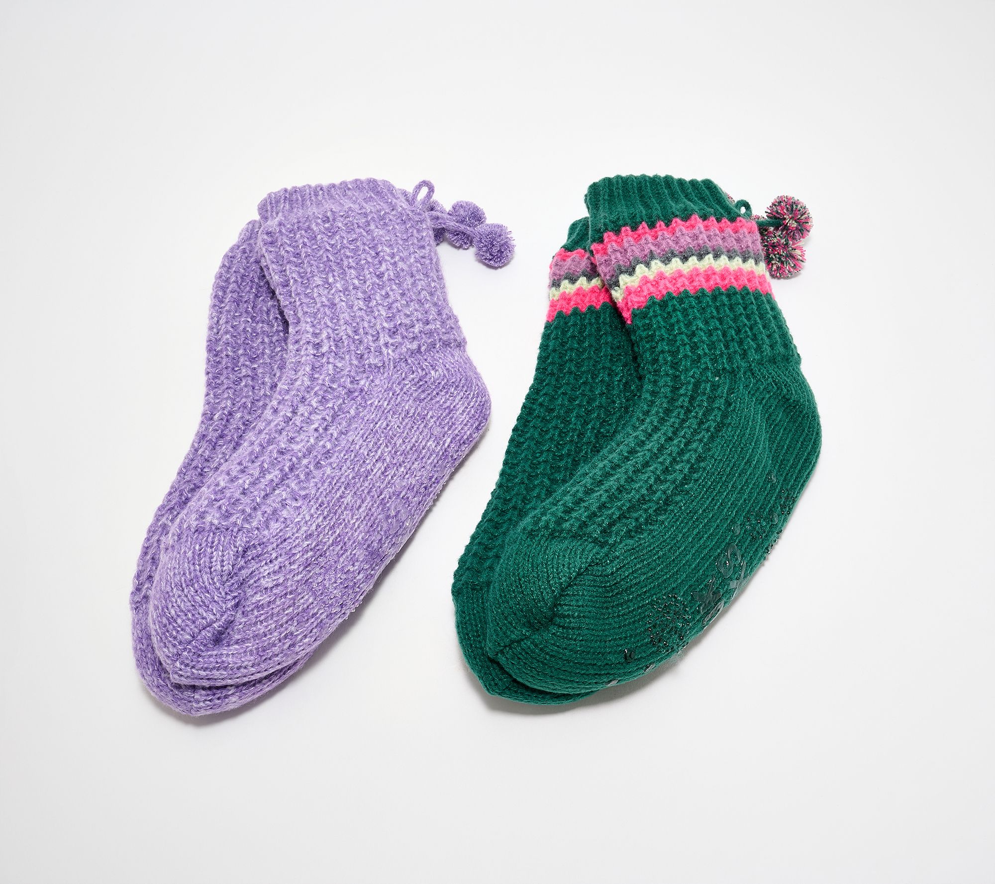 "As Is" MUK LUKS Set of 2 Aloe Infused Waffle Knit Cabin Socks