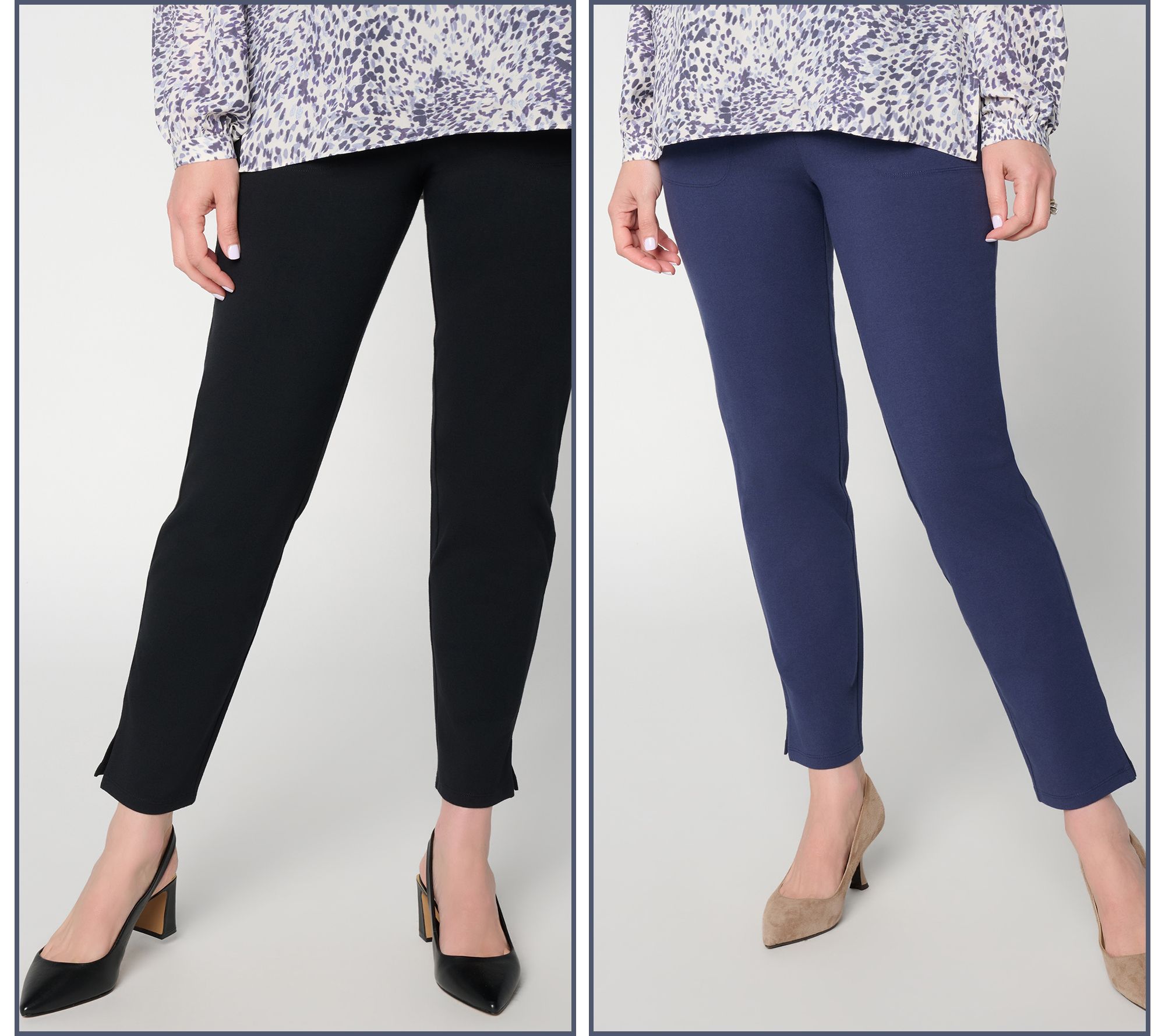 Women with Control Petite 86/14 Set of 2 Slim Leg Ankle Icon Pant