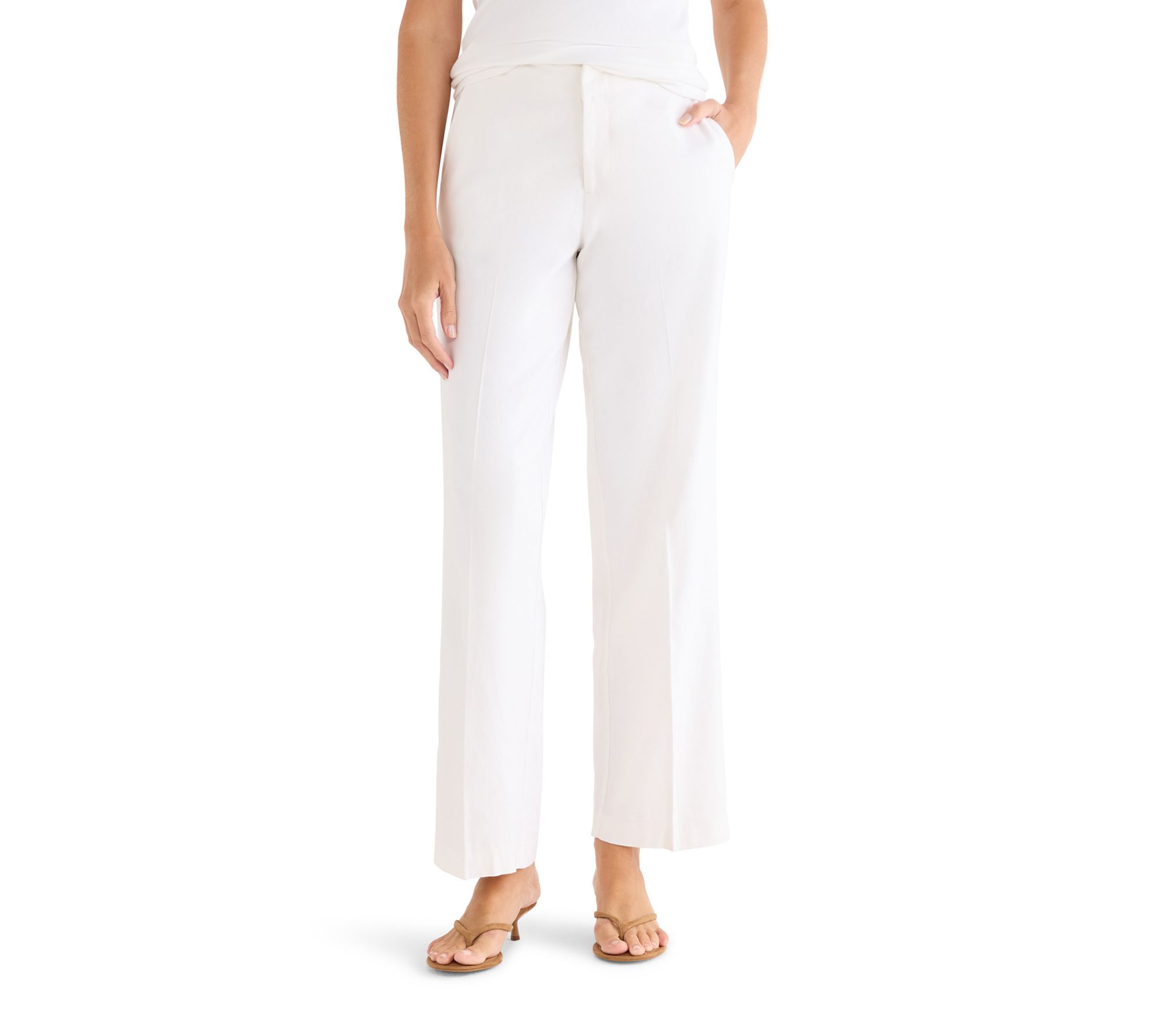 NIC+ZOE 31" Lenox Wide Leg Stretch Linen Pant