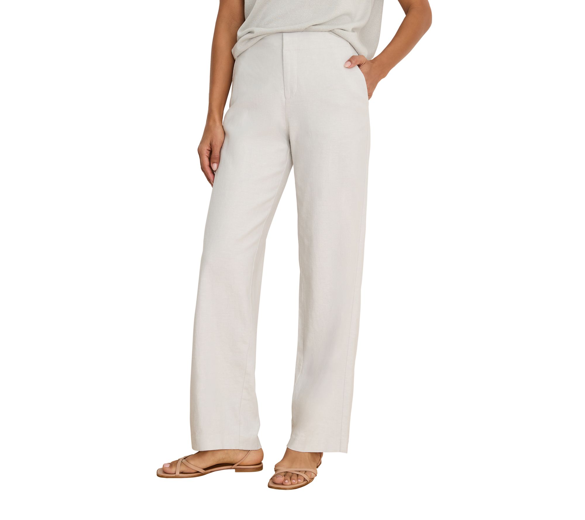 NIC+ZOE 31" Lenox Wide Leg Stretch Linen Pant
