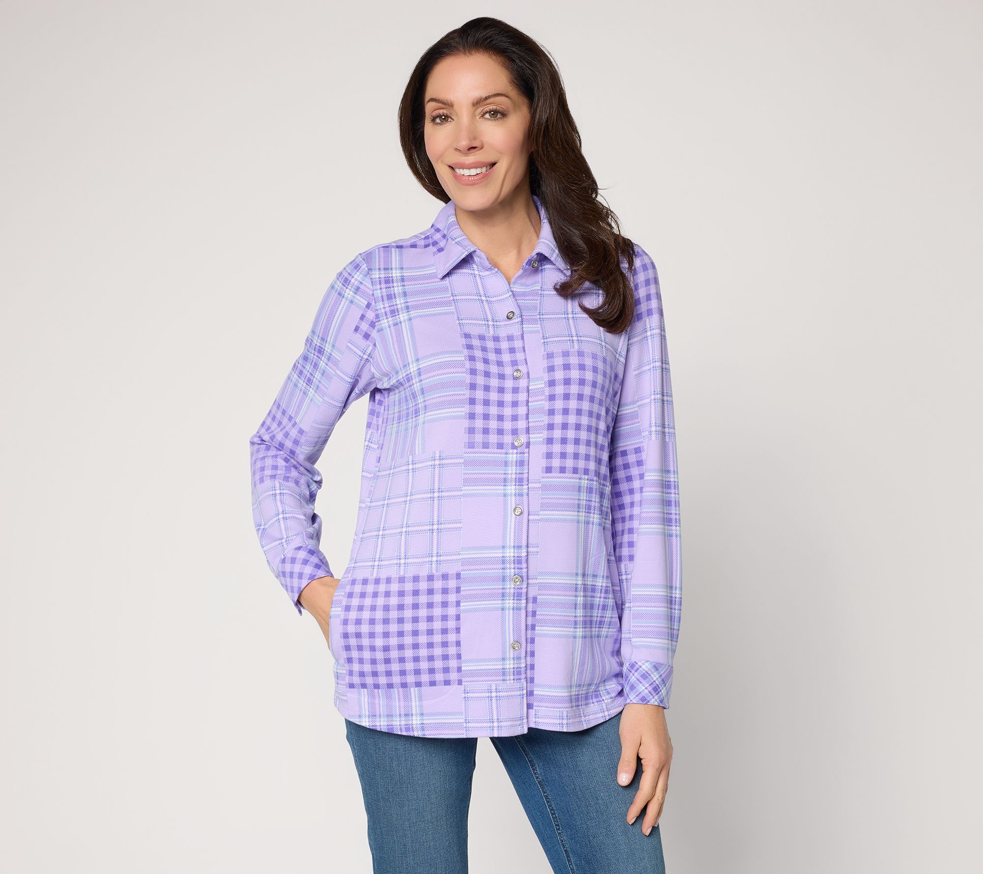 "As Is" Denim & Co. Petite Heavenly Jersey Printed Tunic