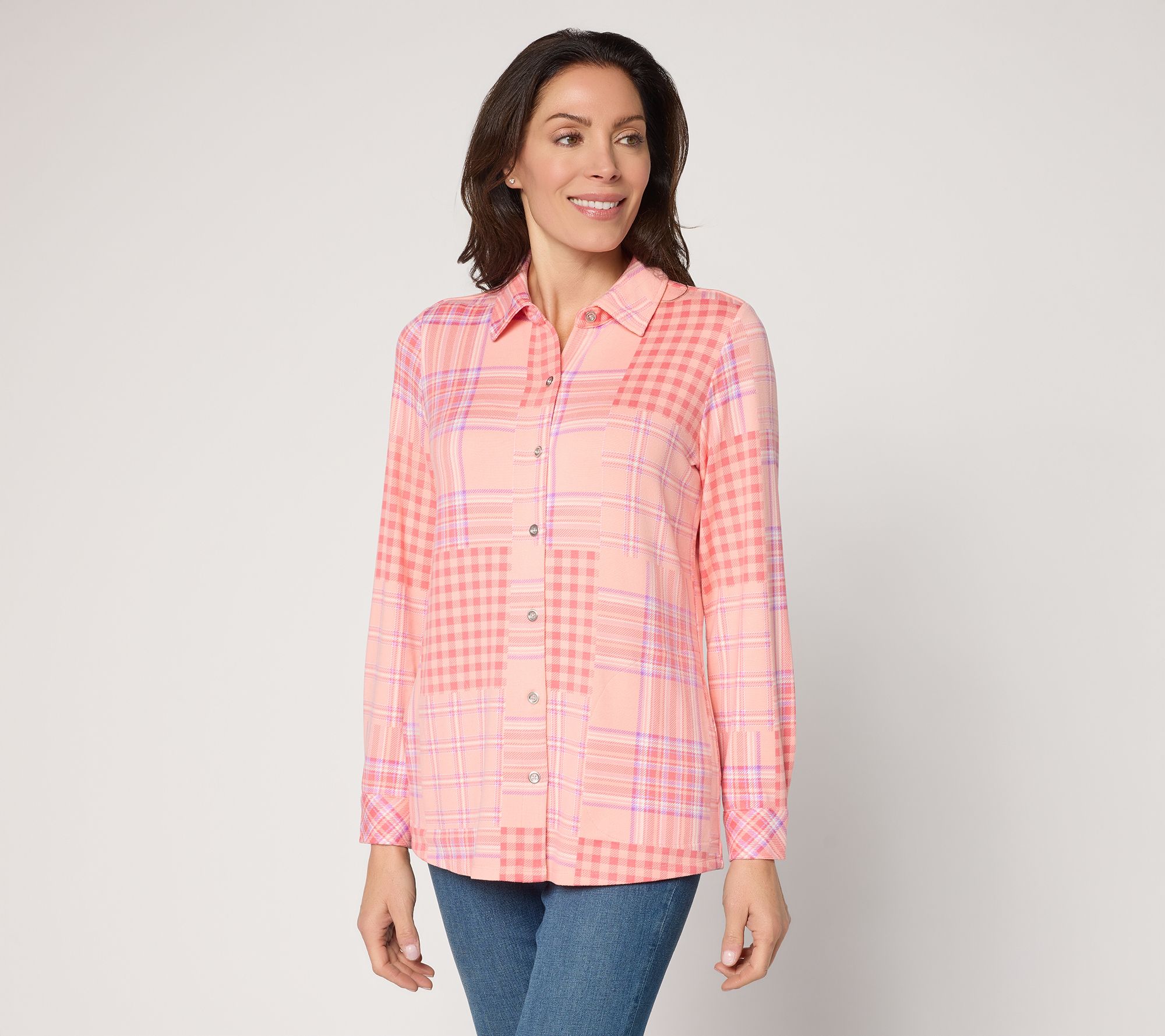 "As Is" Denim & Co. Petite Heavenly Jersey Printed Tunic