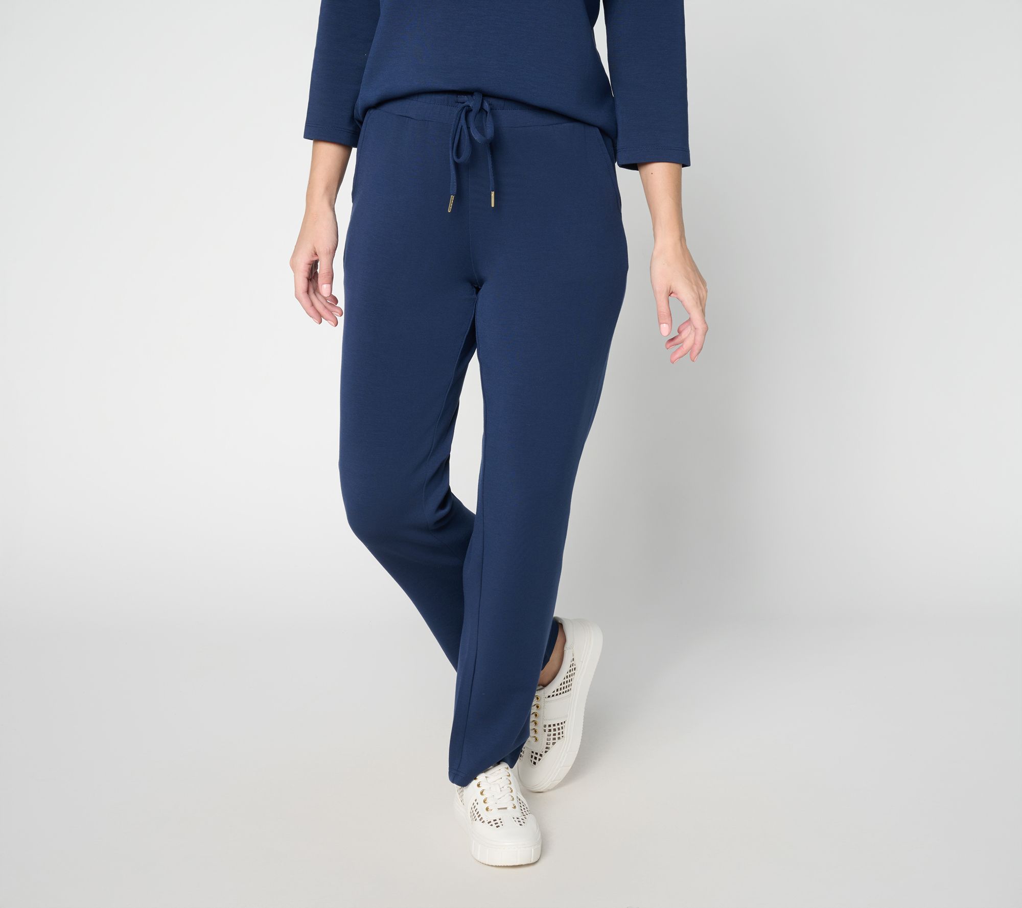 "As Is" Belle by Kim Gravel Reg ScubaLuxe Drawstring Straight Pant